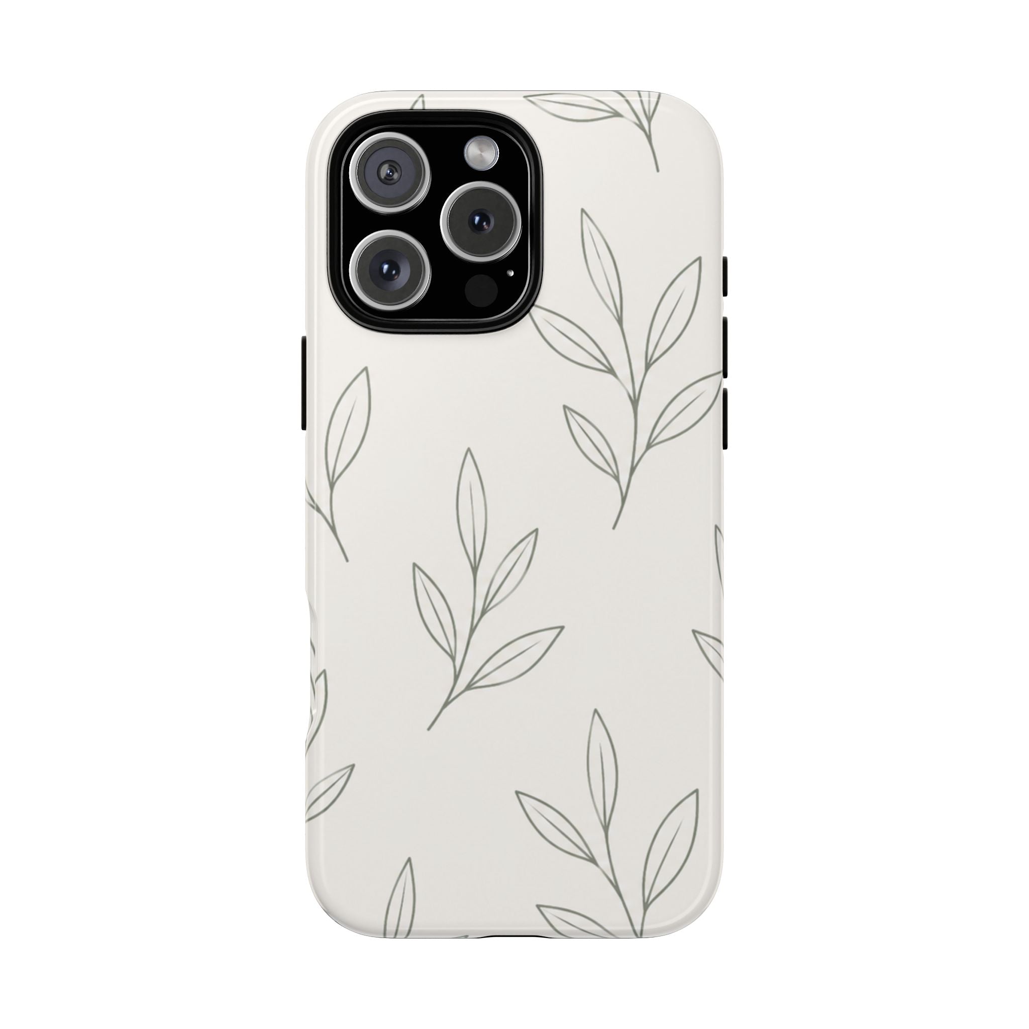 Floral Leaf Tough Phone Case — Minimal Botanical Protective Phone Cover