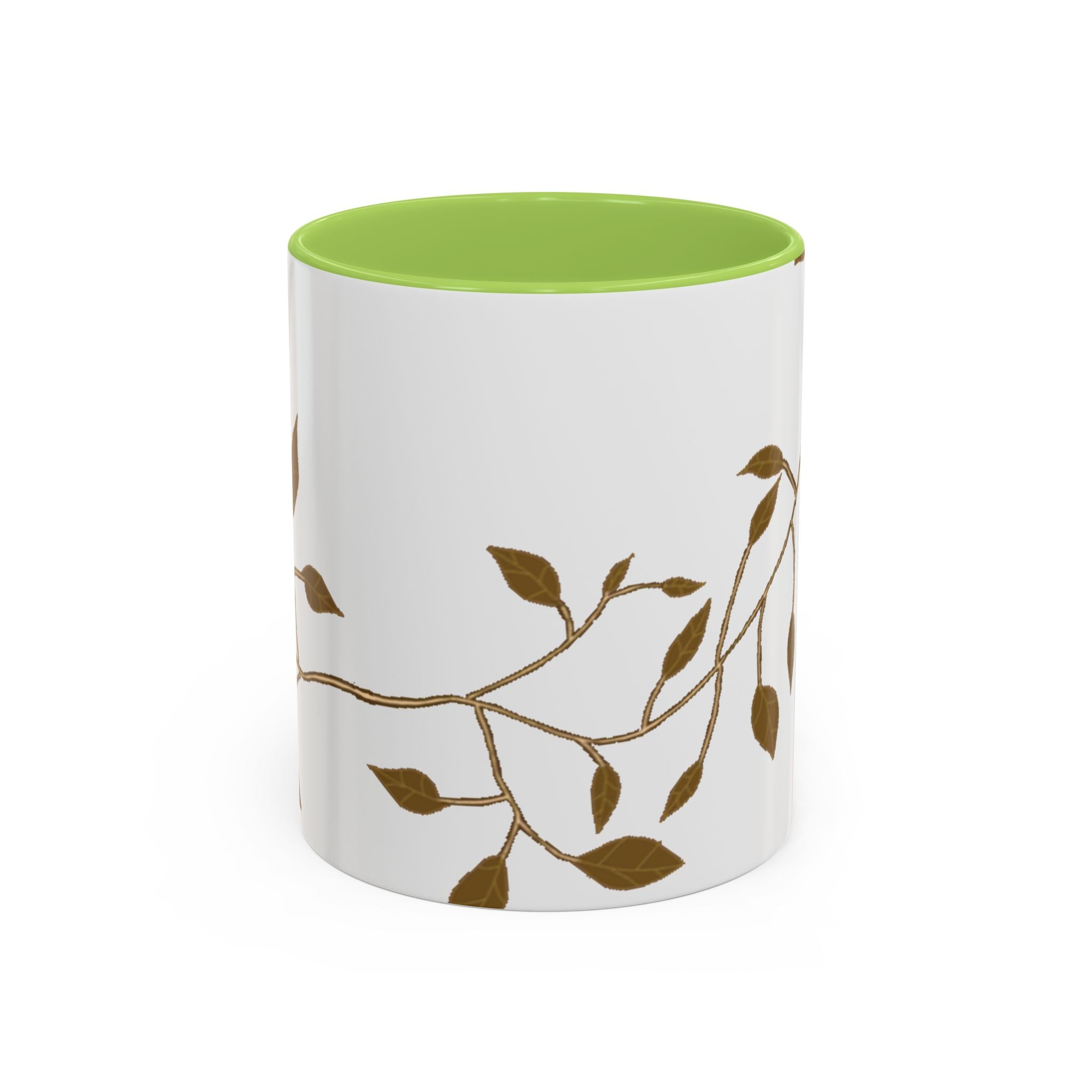 Botanical Accent Coffee Mug — Gold Leaf Branch Design (11/15oz)
