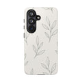 Floral Leaf Tough Phone Case — Minimal Botanical Protective Phone Cover