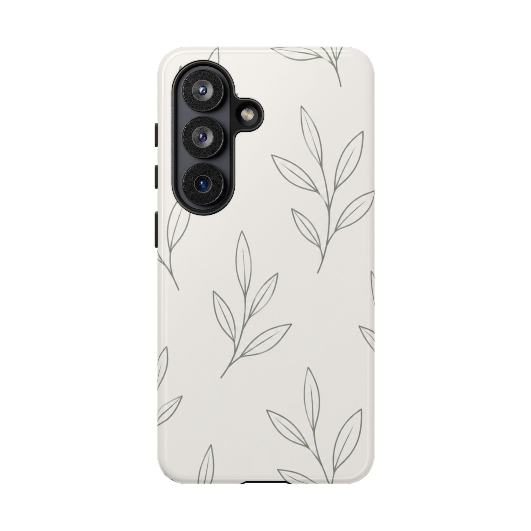 Floral Leaf Tough Phone Case — Minimal Botanical Protective Phone Cover