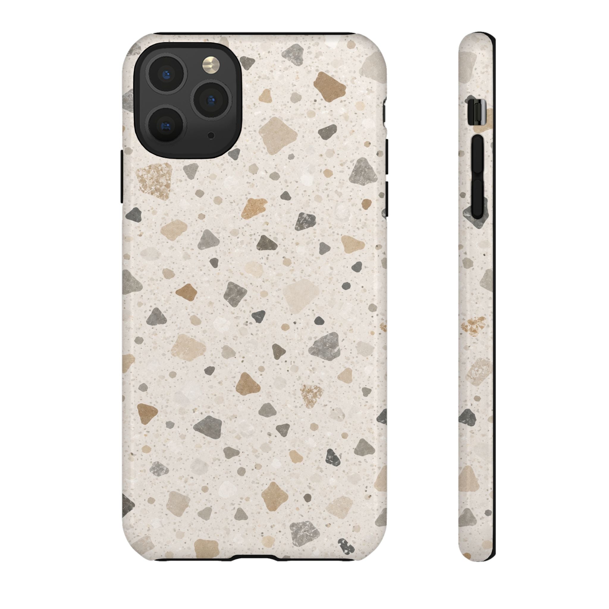 Terrazzo Pattern Tough Phone Case — Neutral Stone Speckle iPhone Cover