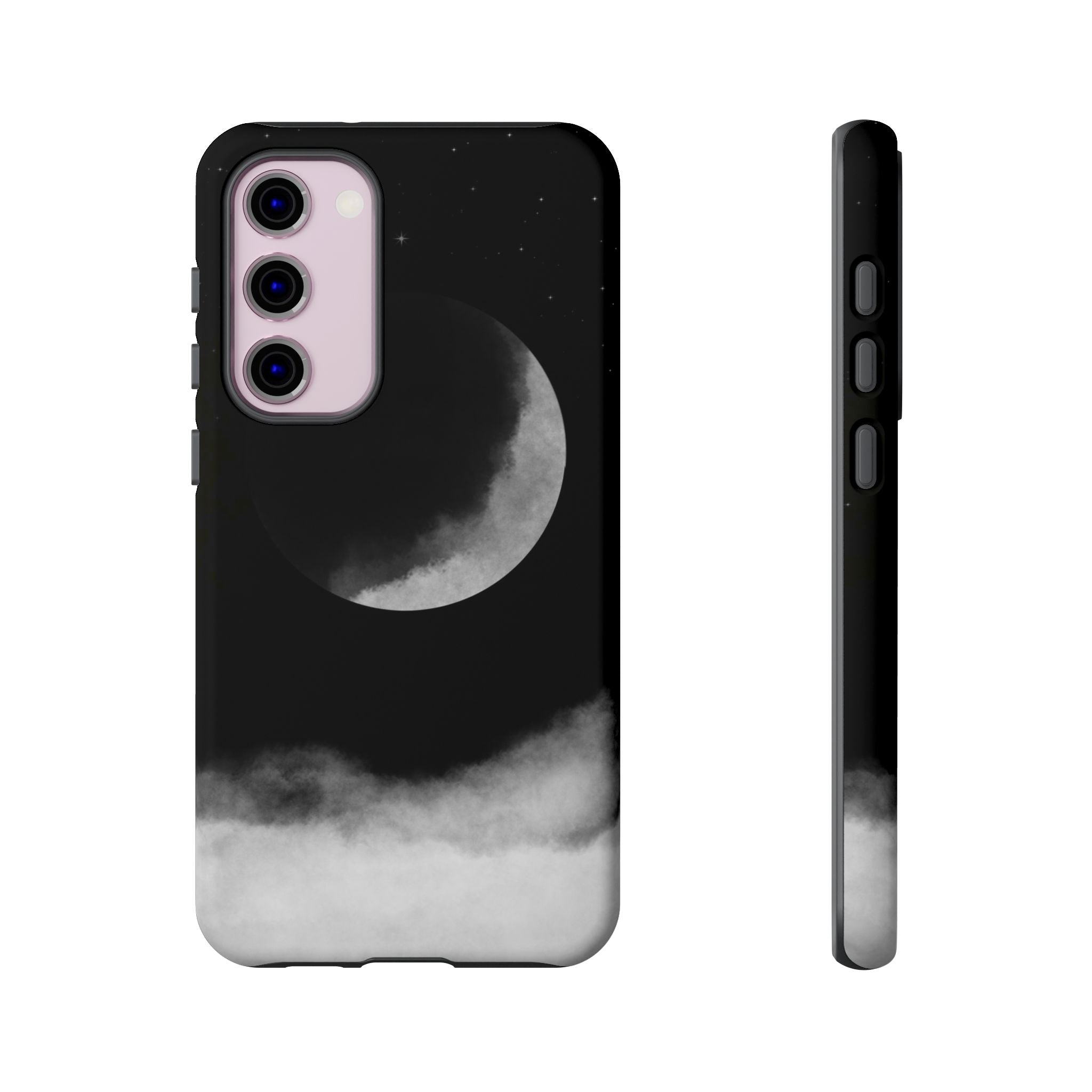 Moonlit Cloud Phone Case — Black Crescent Night Sky iPhone Cover