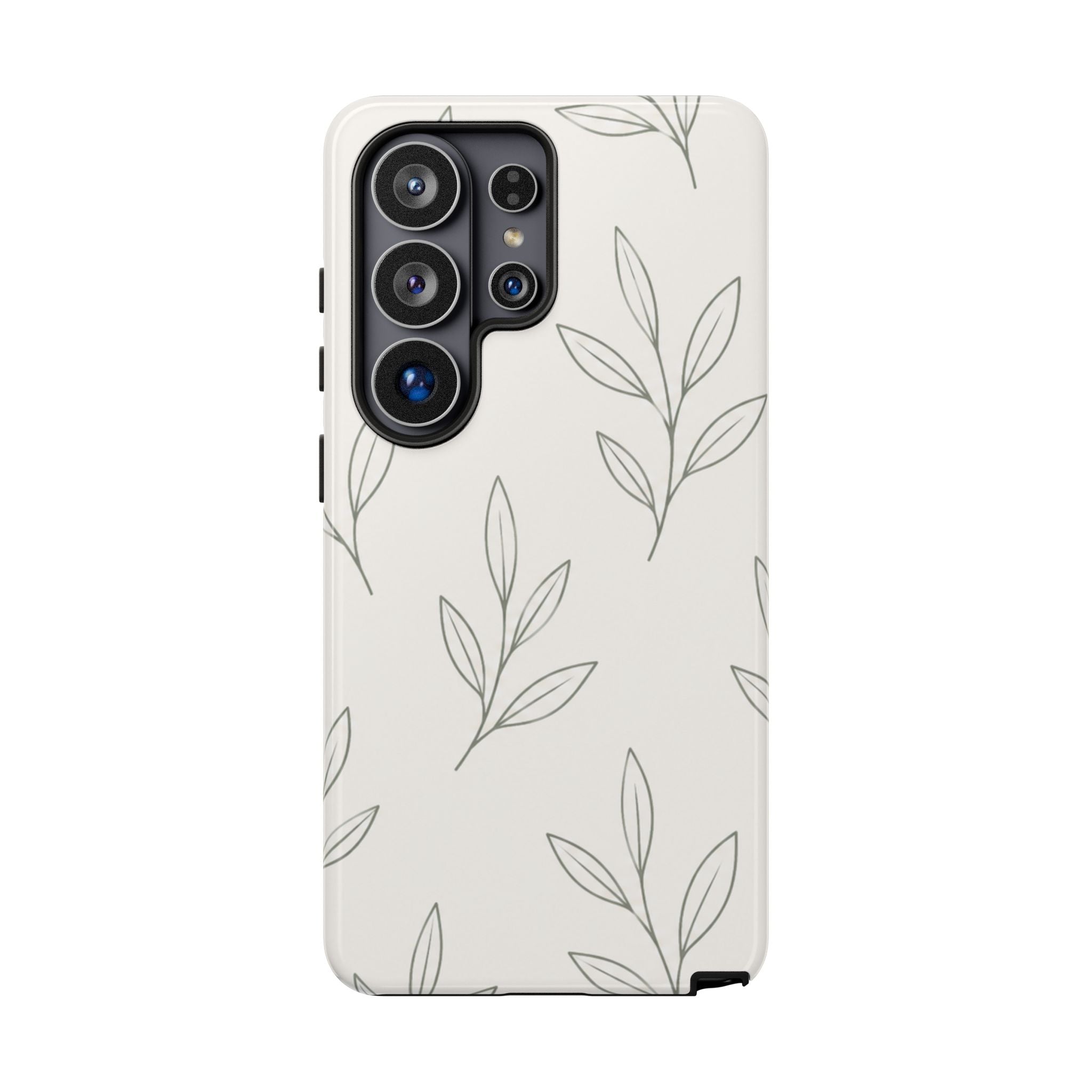 Floral Leaf Tough Phone Case — Minimal Botanical Protective Phone Cover