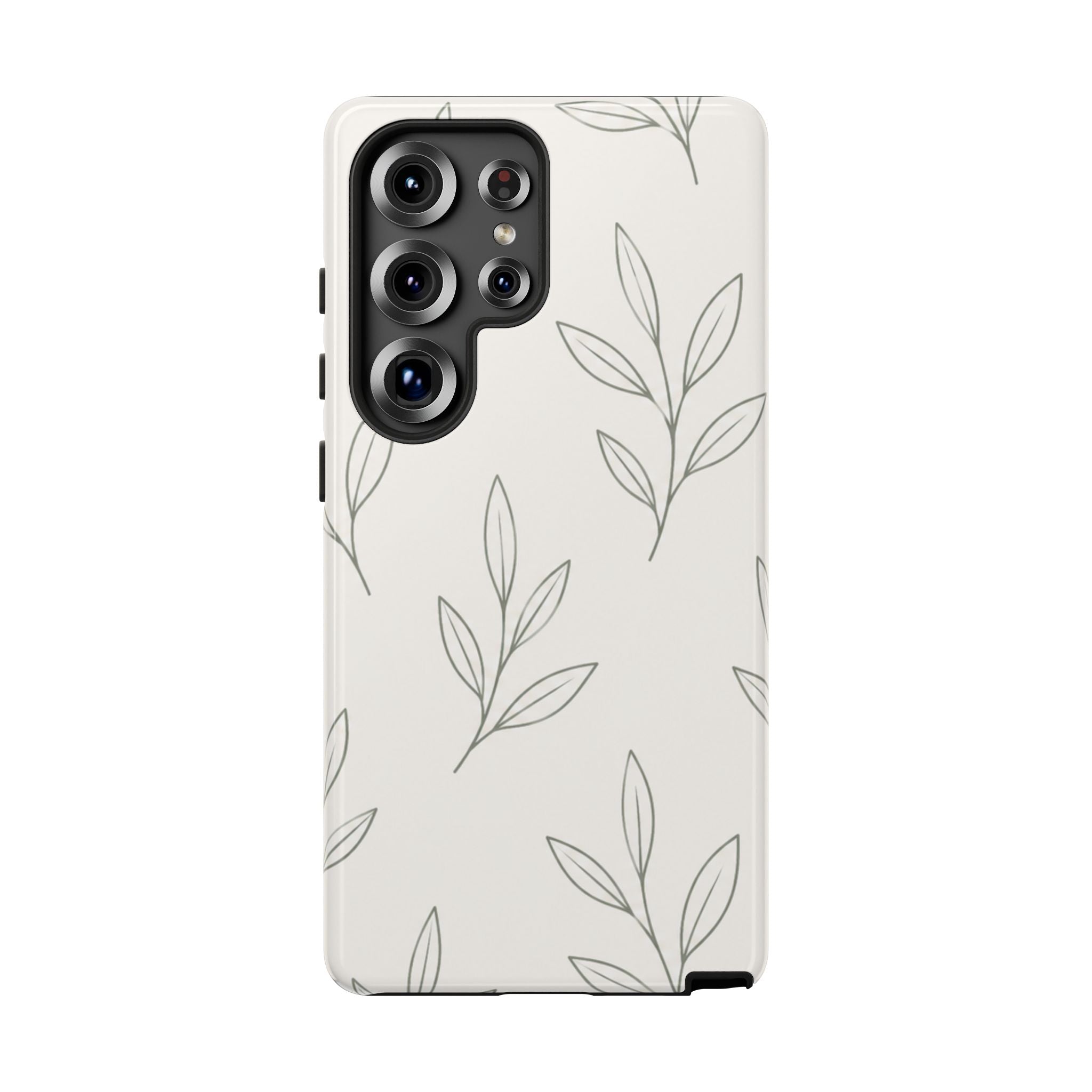 Floral Leaf Tough Phone Case — Minimal Botanical Protective Phone Cover