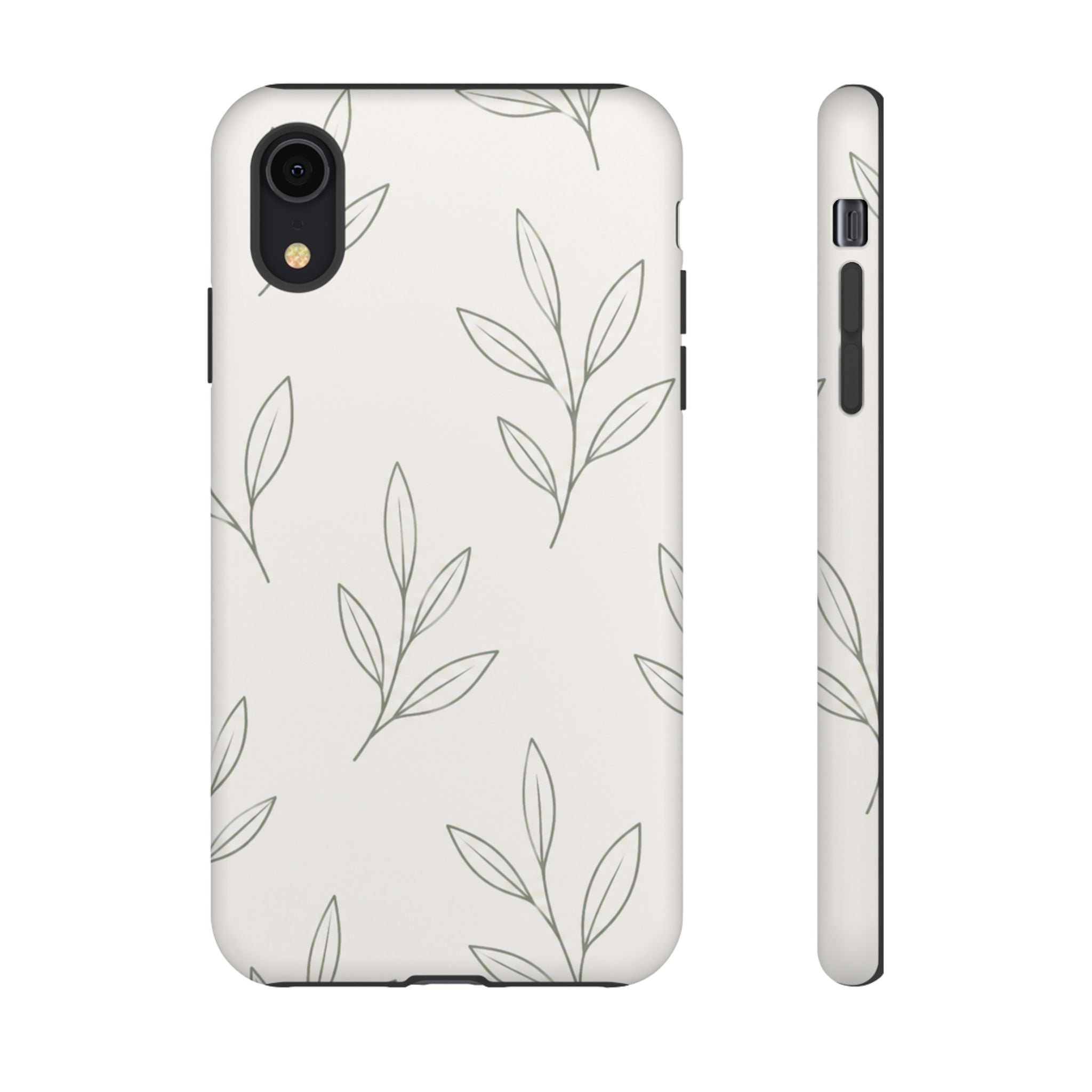 Floral Leaf Tough Phone Case — Minimal Botanical Protective Phone Cover