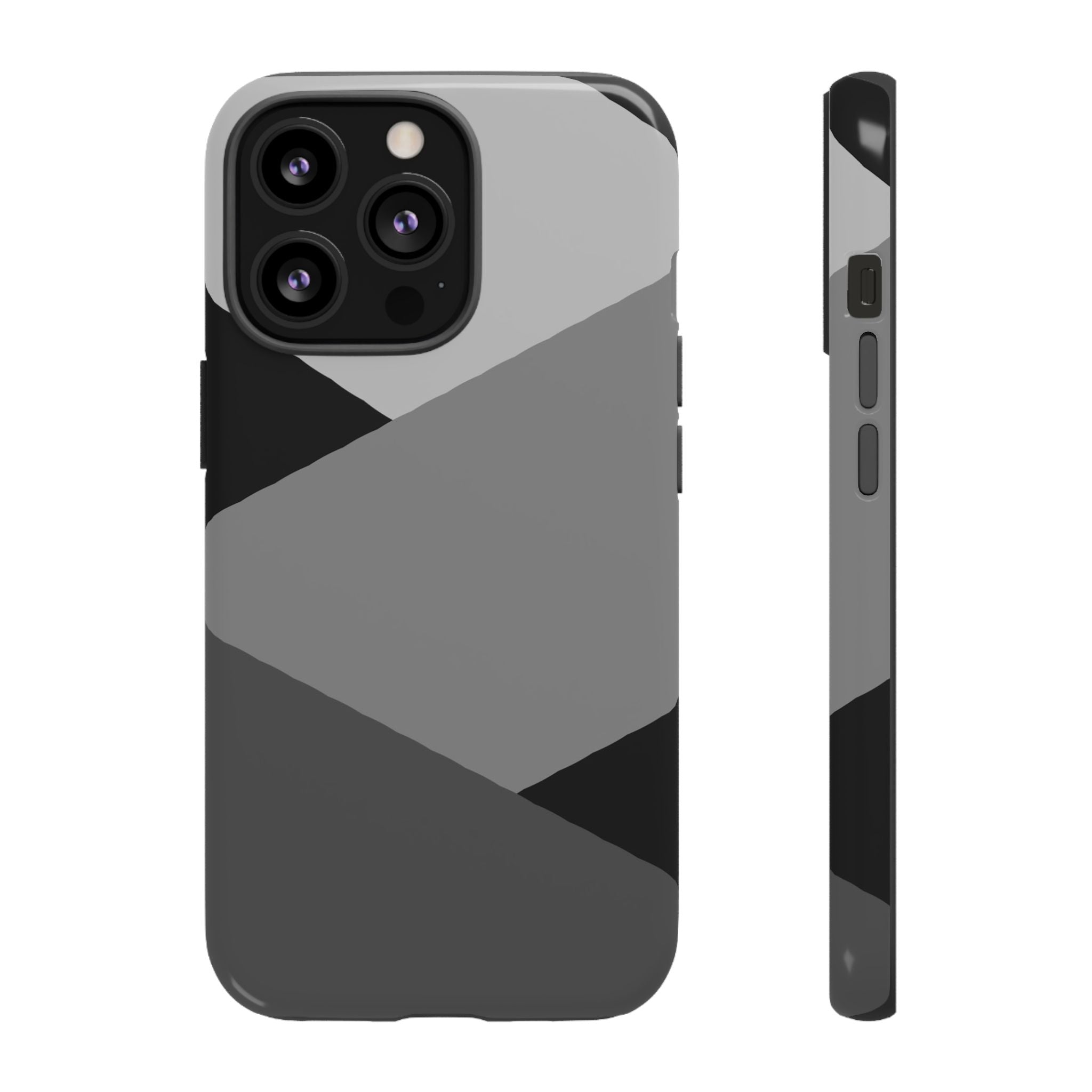 Geometric Gray Tough Phone Case — Protective iPhone Cover with Modern Minimalist Design