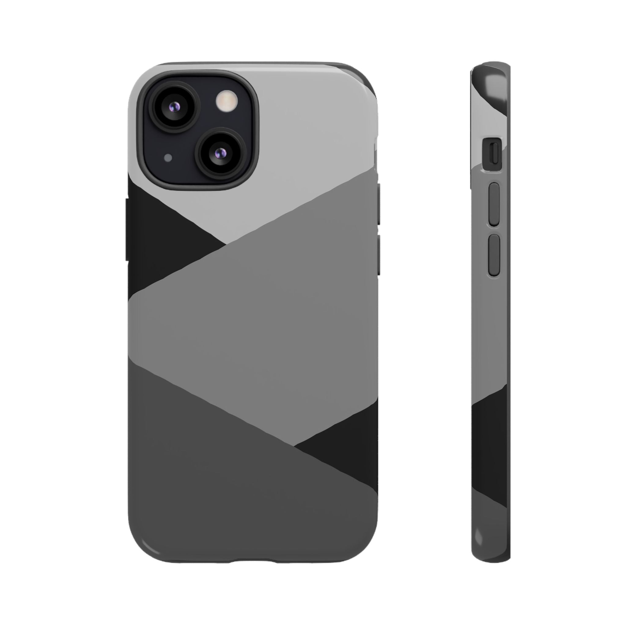 Geometric Gray Tough Phone Case — Protective iPhone Cover with Modern Minimalist Design