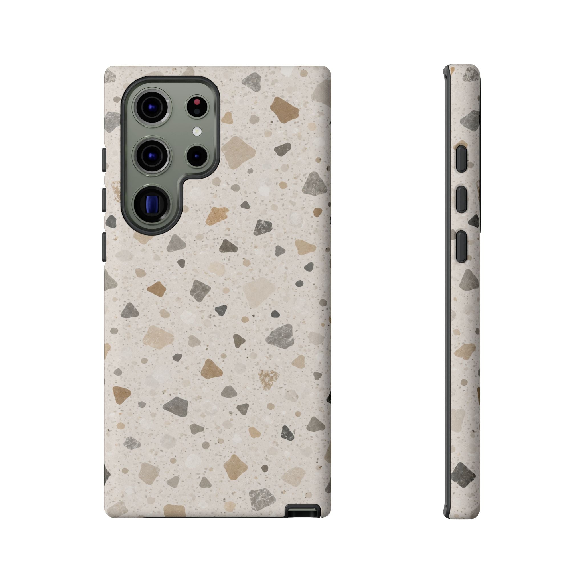Terrazzo Pattern Tough Phone Case — Neutral Stone Speckle iPhone Cover