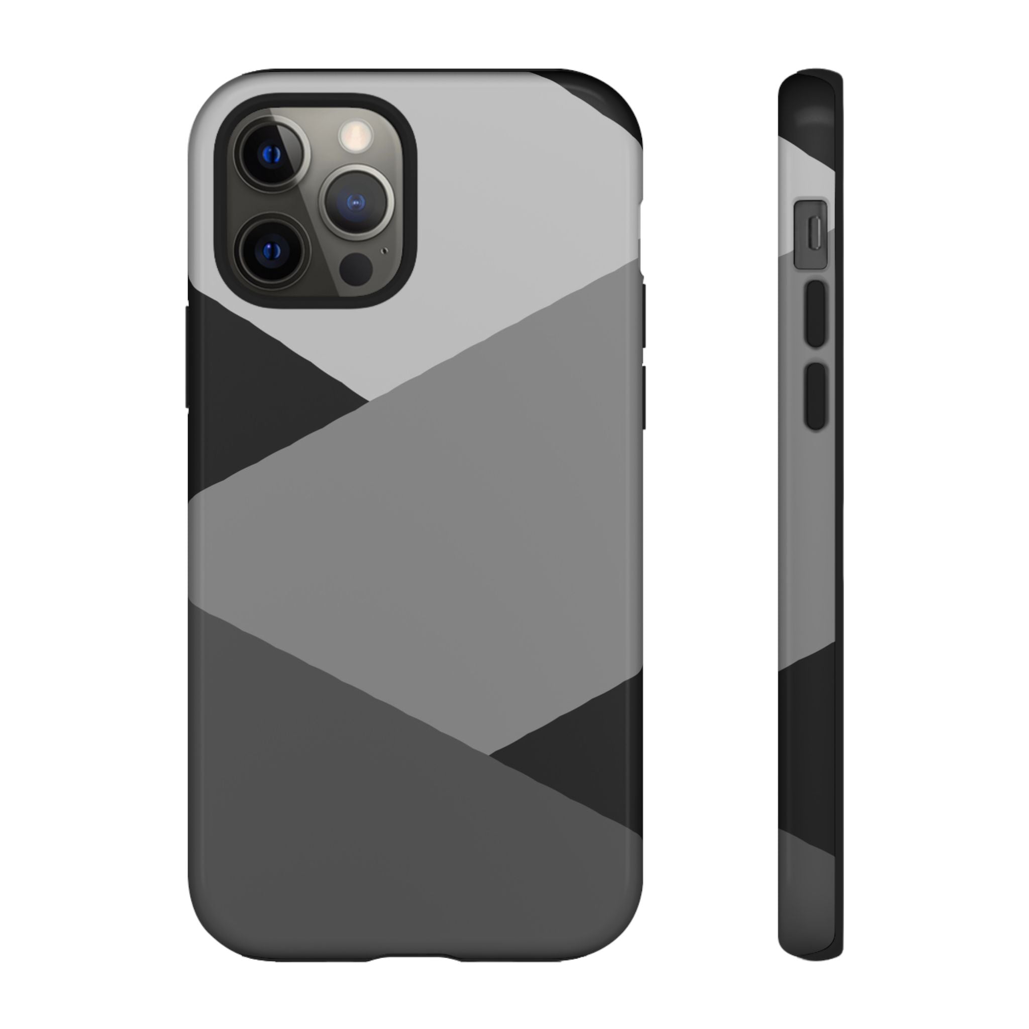 Geometric Gray Tough Phone Case — Protective iPhone Cover with Modern Minimalist Design
