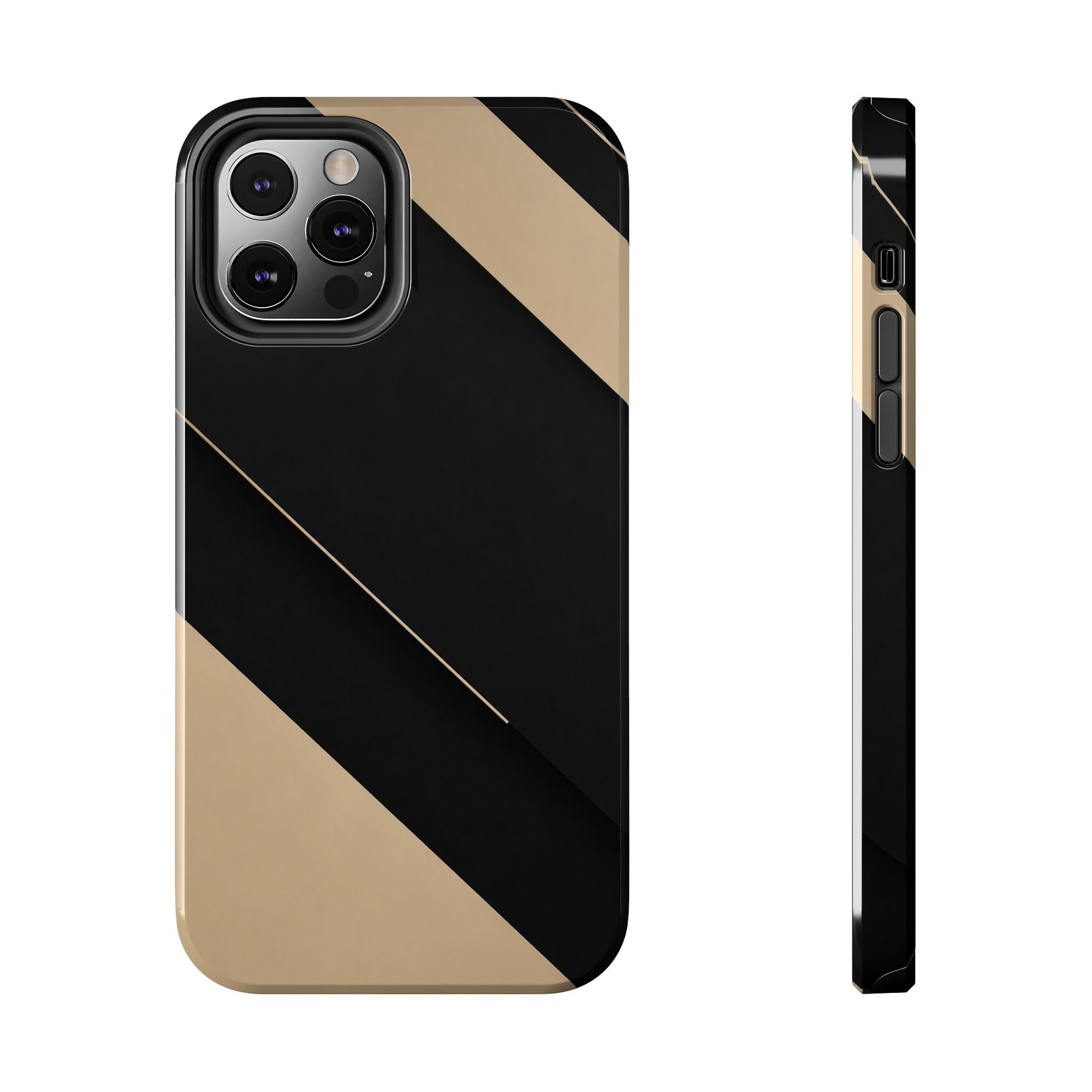Tough Phone Case — Black & Gold Diagonal Minimalist Protective Cover