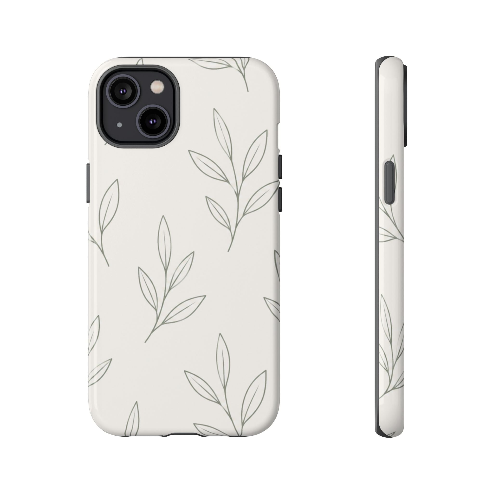 Floral Leaf Tough Phone Case — Minimal Botanical Protective Phone Cover