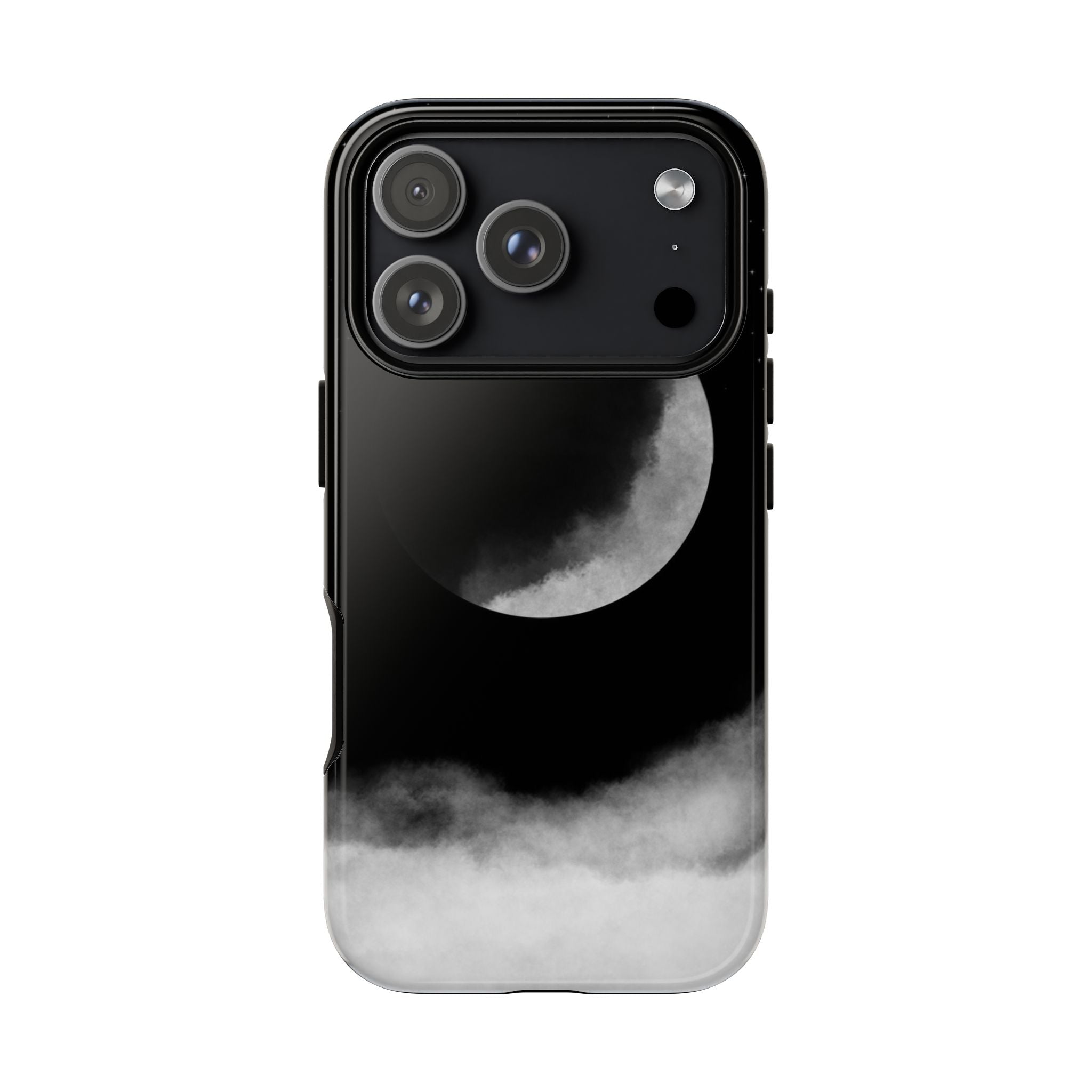 Moonlit Cloud Phone Case — Black Crescent Night Sky iPhone Cover