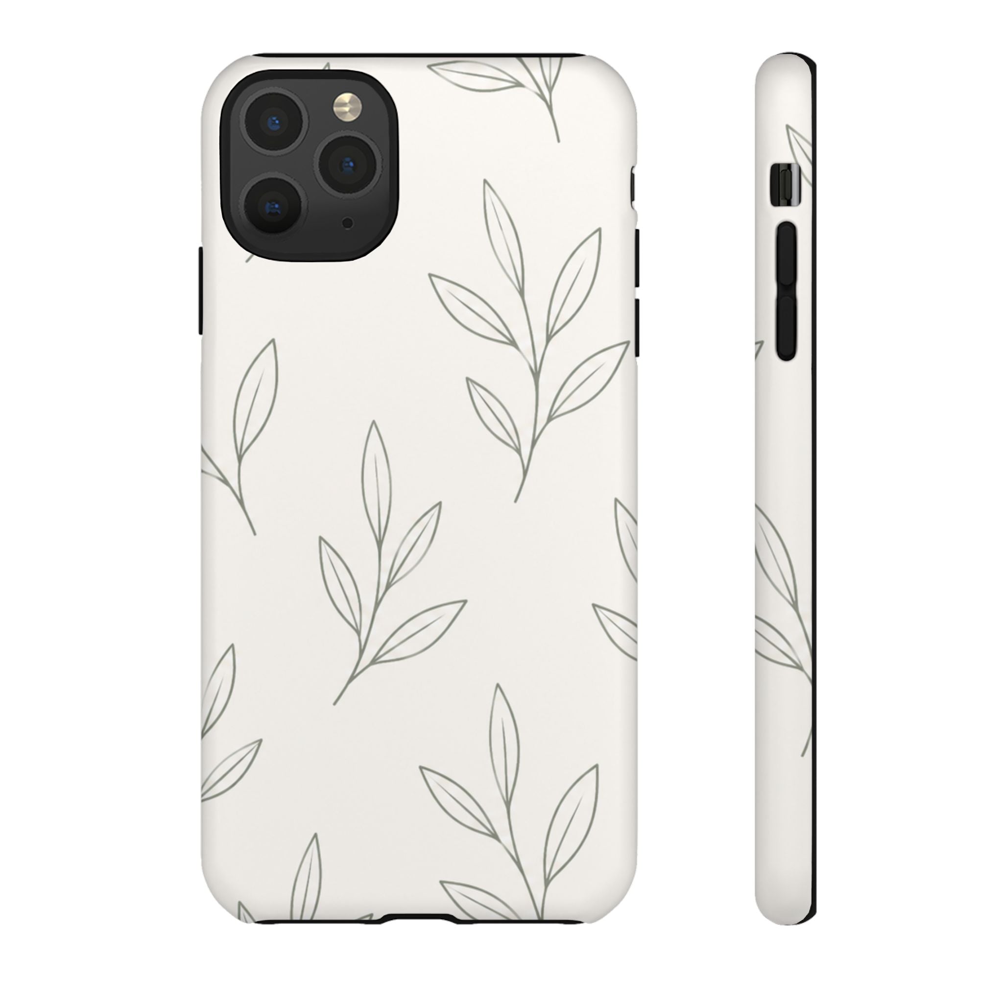 Floral Leaf Tough Phone Case — Minimal Botanical Protective Phone Cover