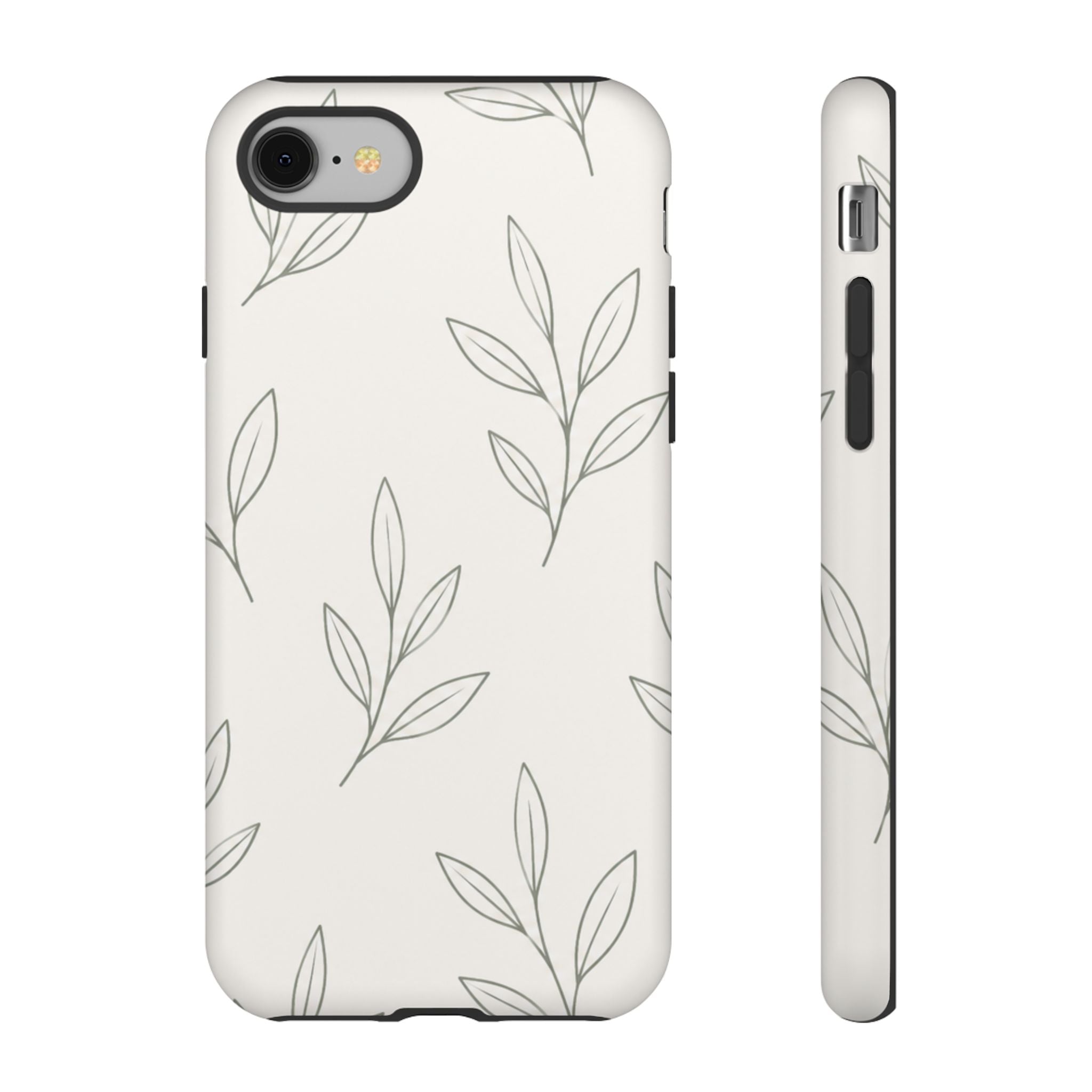Floral Leaf Tough Phone Case — Minimal Botanical Protective Phone Cover