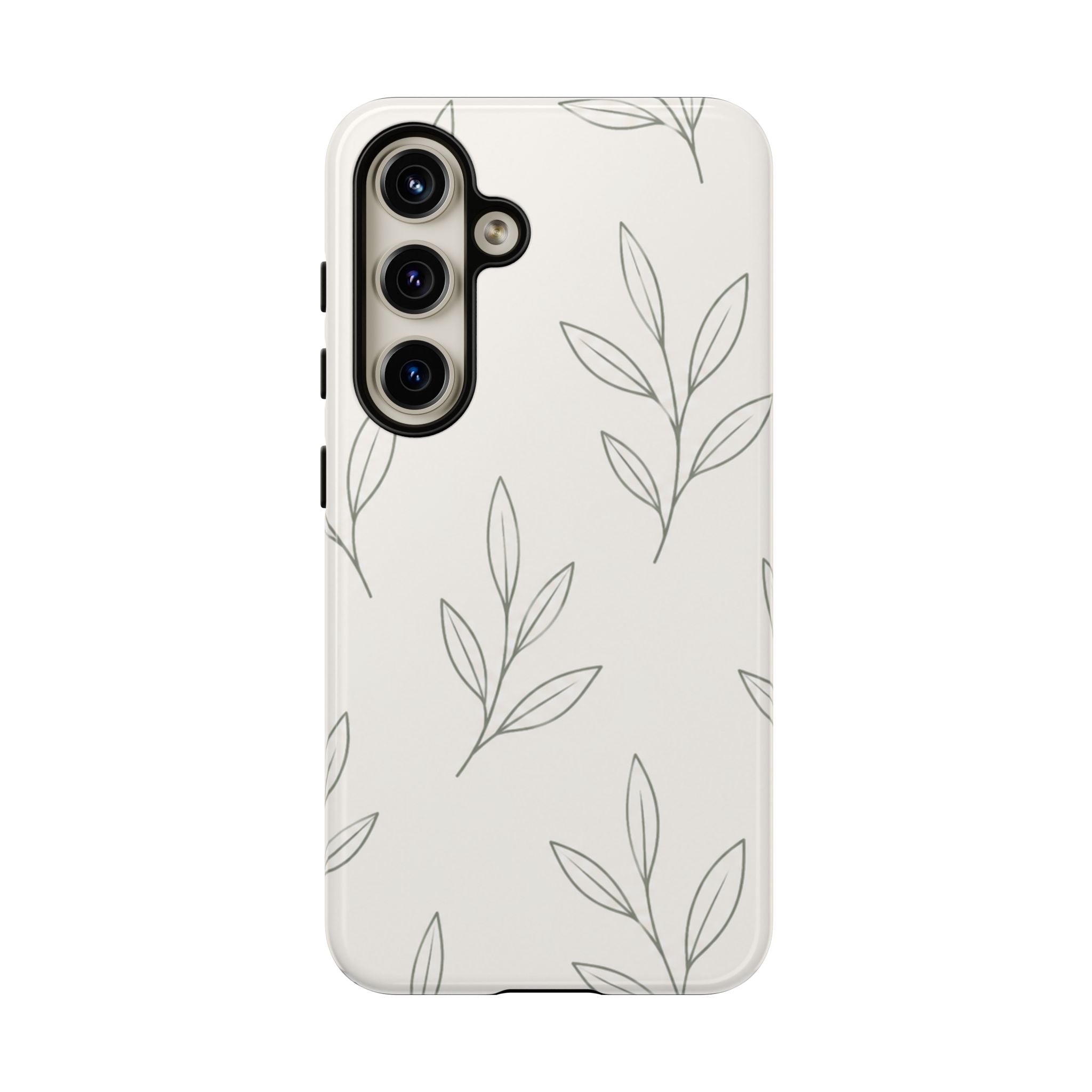 Floral Leaf Tough Phone Case — Minimal Botanical Protective Phone Cover