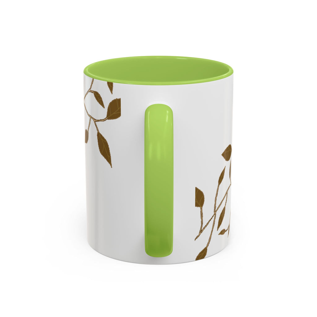 Botanical Accent Coffee Mug — Gold Leaf Branch Design (11/15oz)