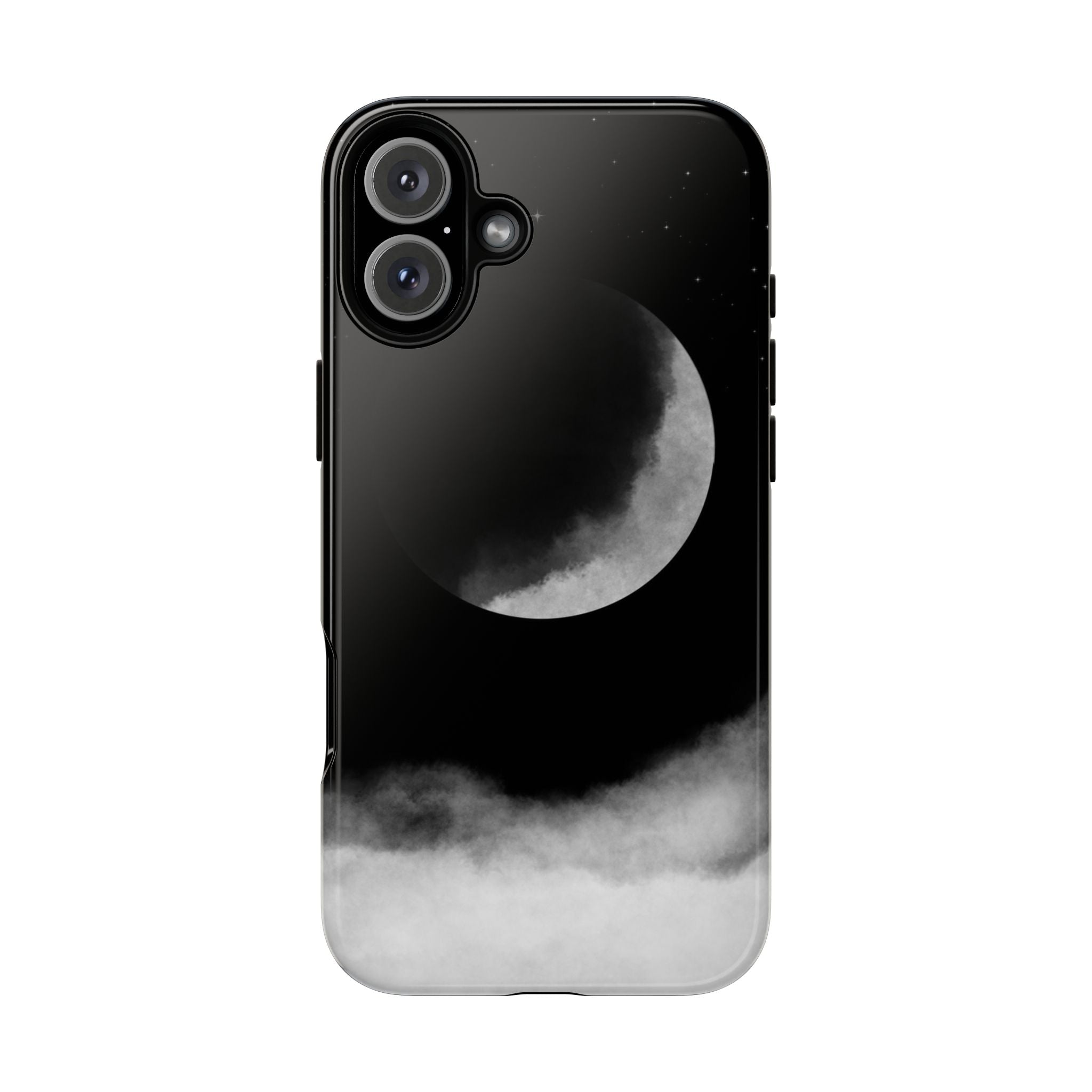 Moonlit Cloud Phone Case — Black Crescent Night Sky iPhone Cover