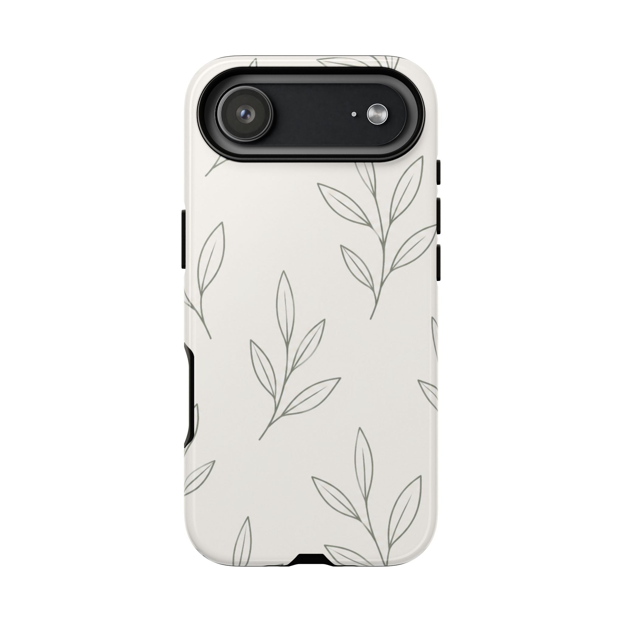 Floral Leaf Tough Phone Case — Minimal Botanical Protective Phone Cover