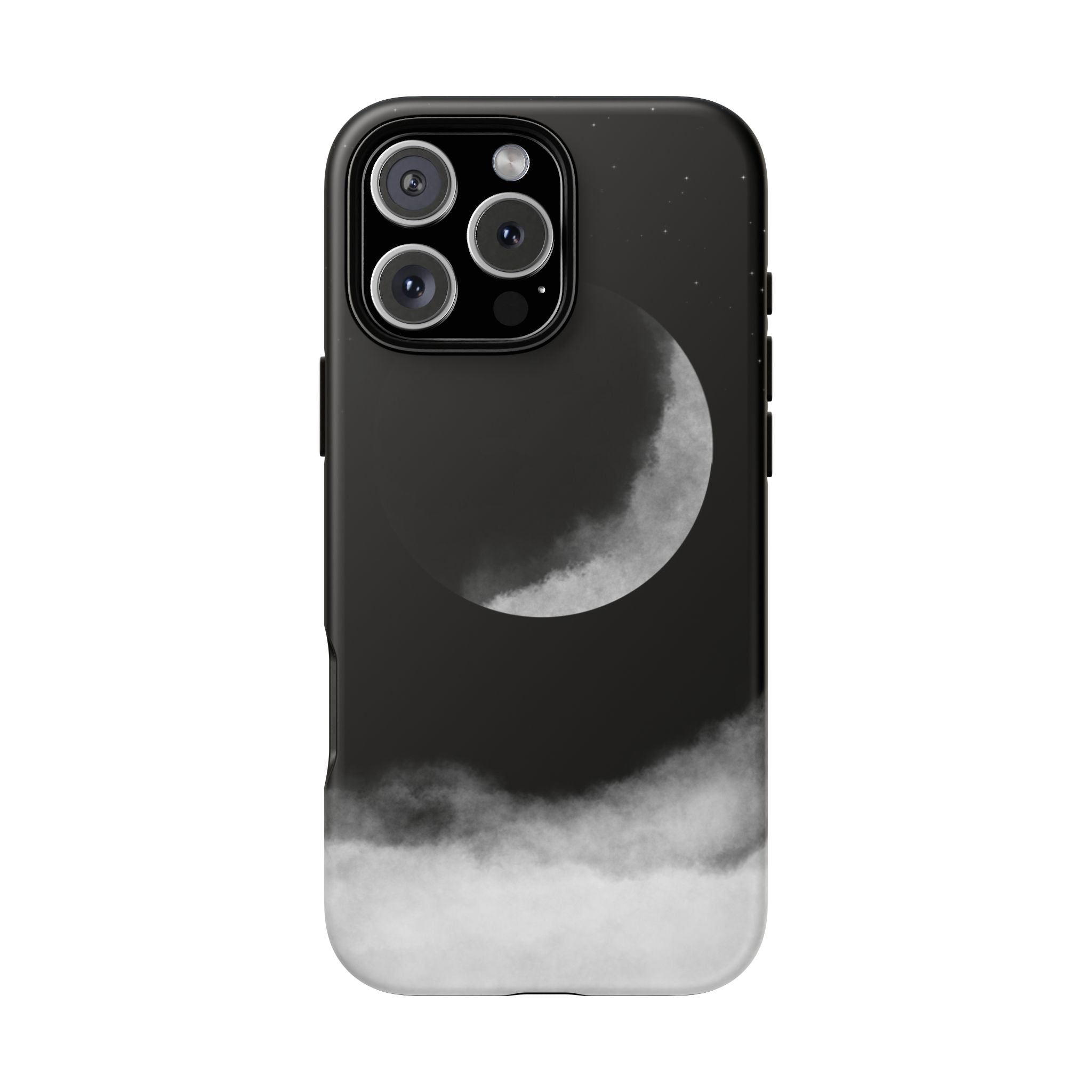 Moonlit Cloud Phone Case — Black Crescent Night Sky iPhone Cover