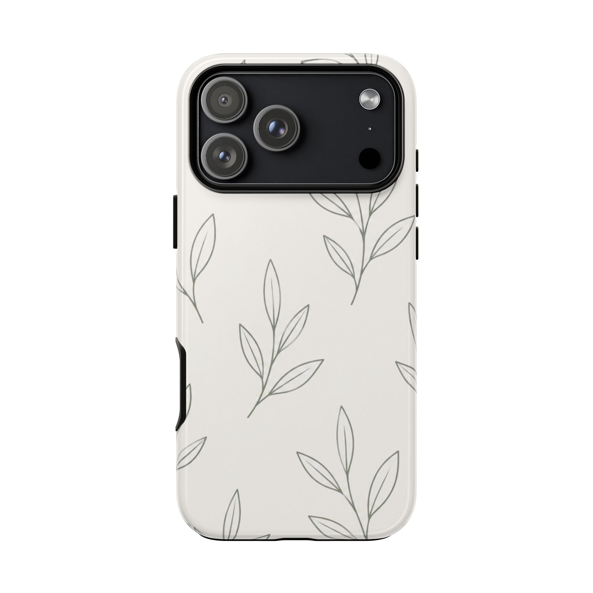 Floral Leaf Tough Phone Case — Minimal Botanical Protective Phone Cover