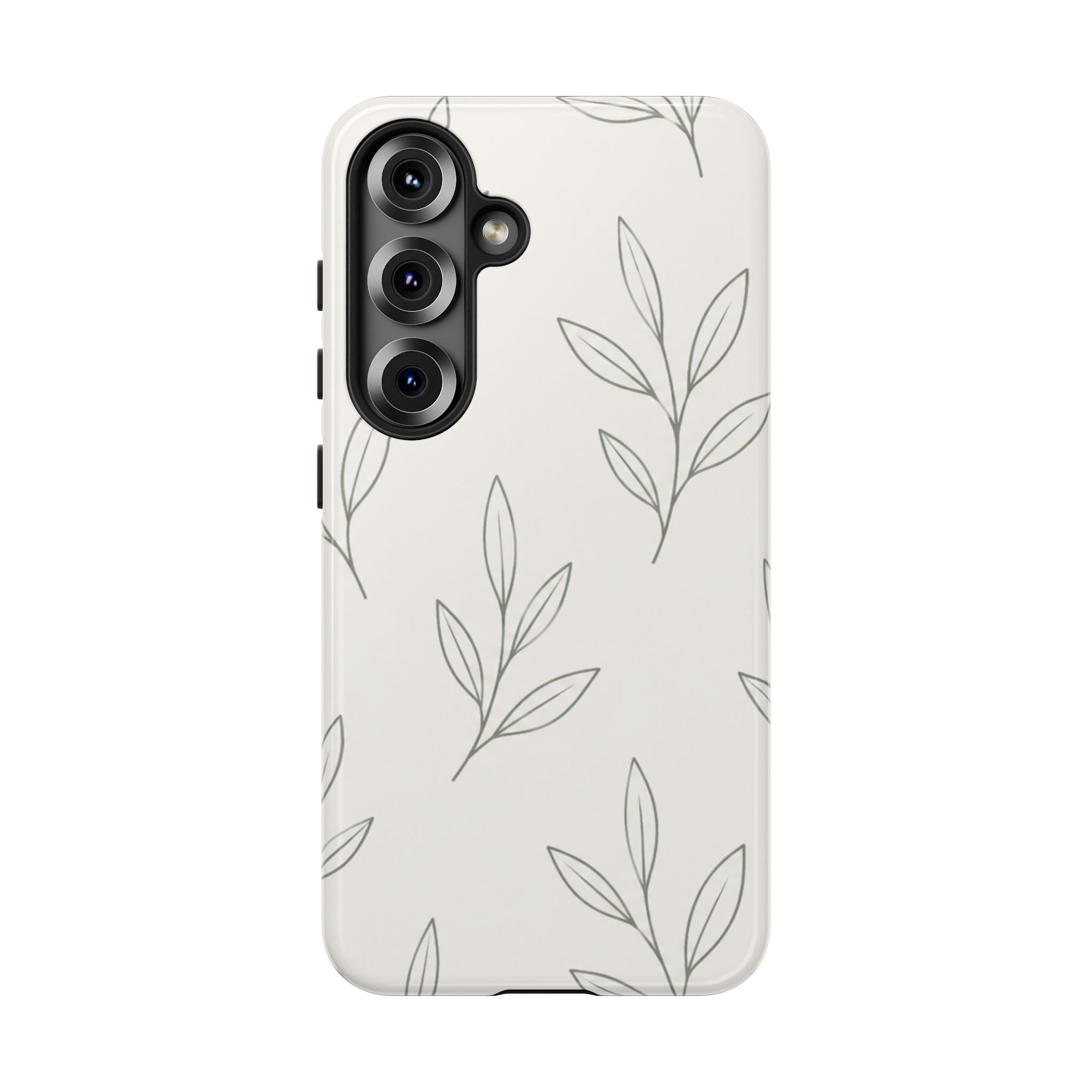 Floral Leaf Tough Phone Case — Minimal Botanical Protective Phone Cover