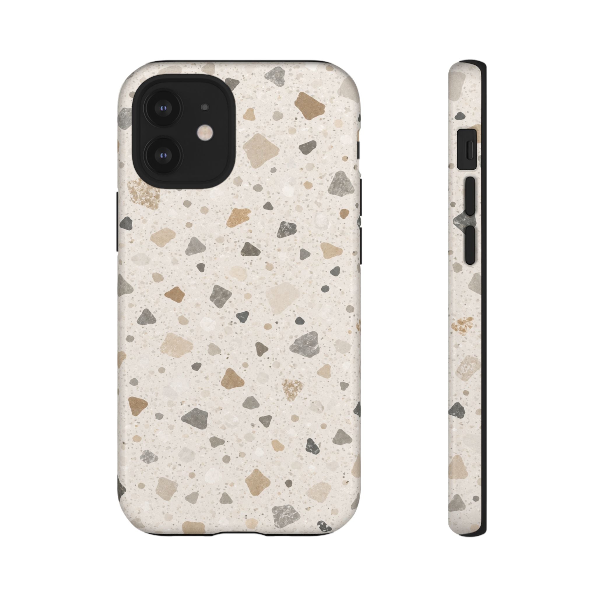 Terrazzo Pattern Tough Phone Case — Neutral Stone Speckle iPhone Cover