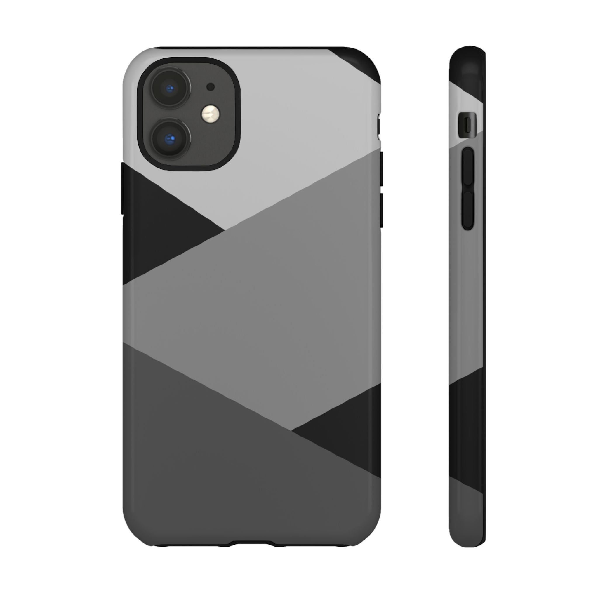 Geometric Gray Tough Phone Case — Protective iPhone Cover with Modern Minimalist Design