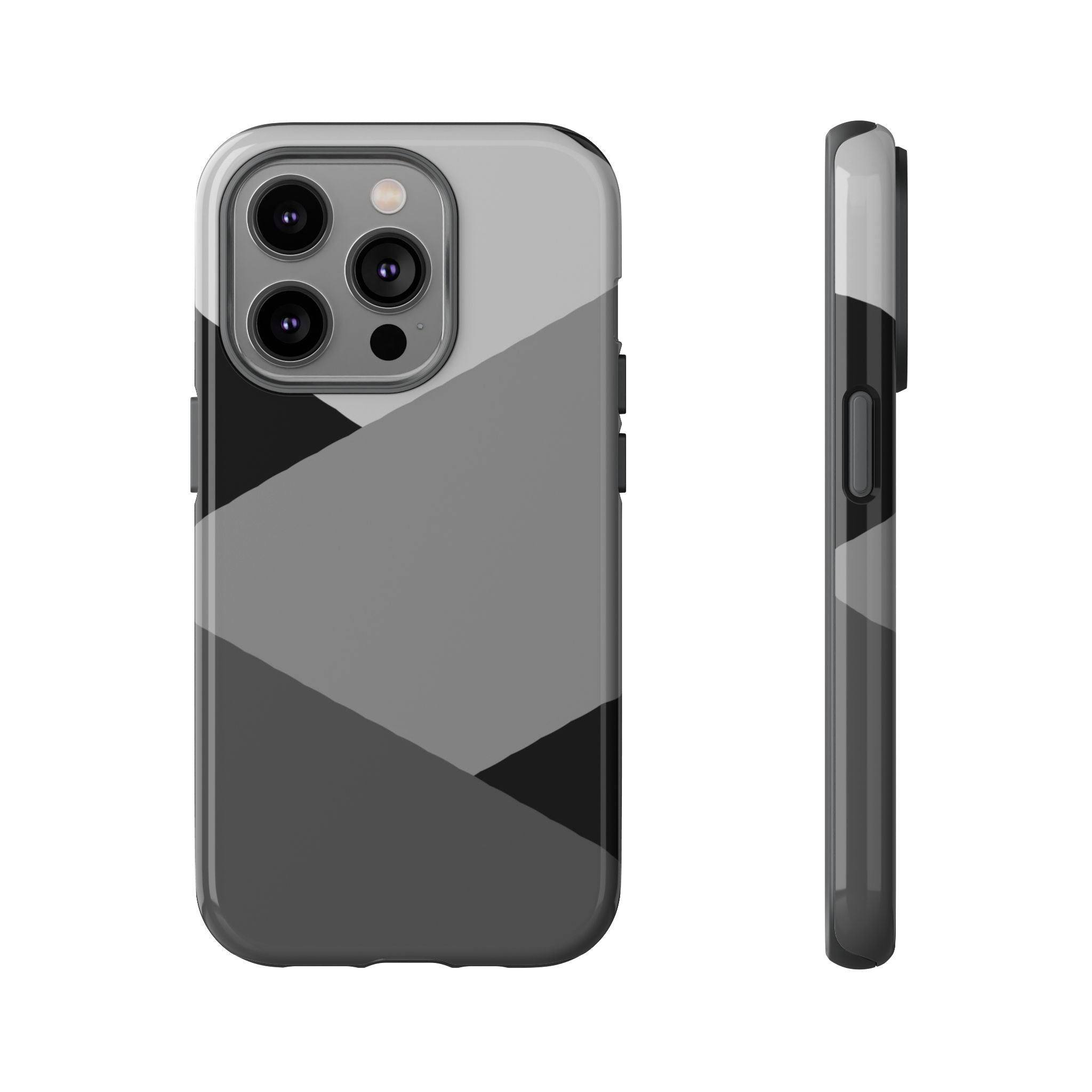 Geometric Gray Tough Phone Case — Protective iPhone Cover with Modern Minimalist Design