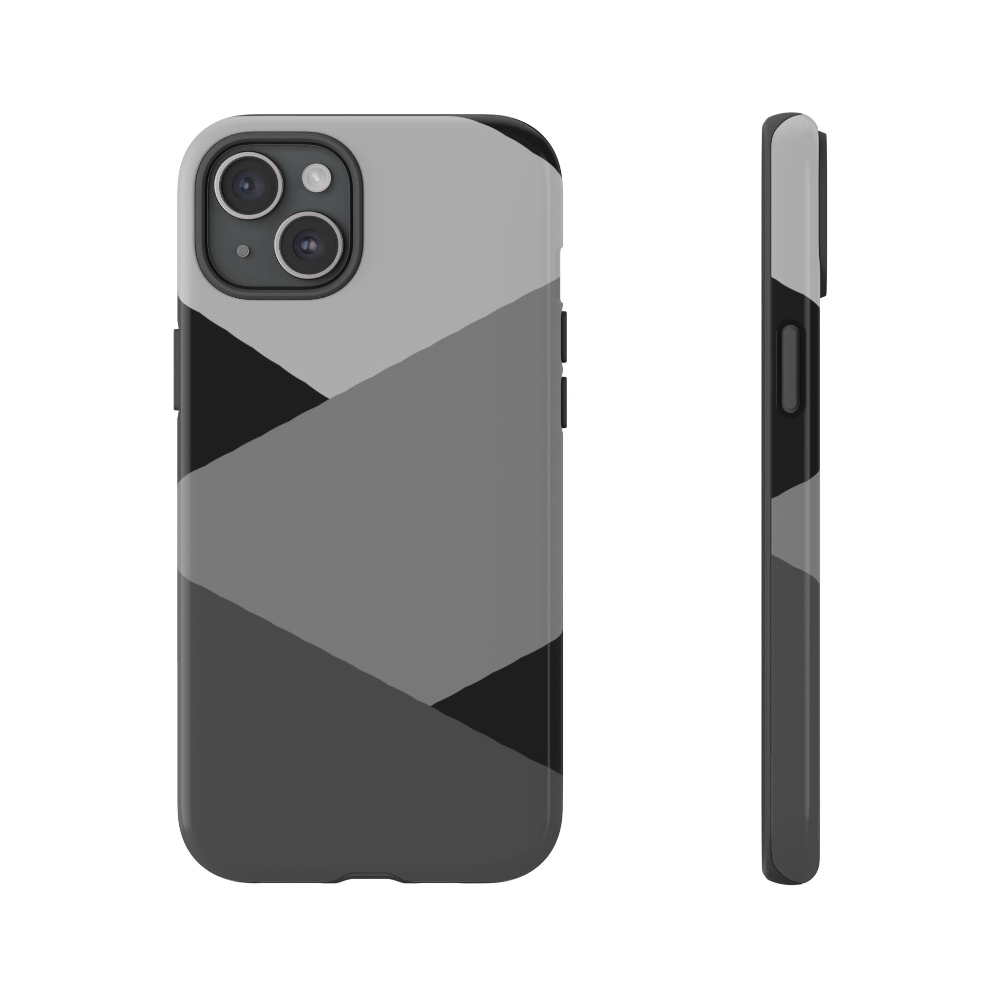 Geometric Gray Tough Phone Case — Protective iPhone Cover with Modern Minimalist Design