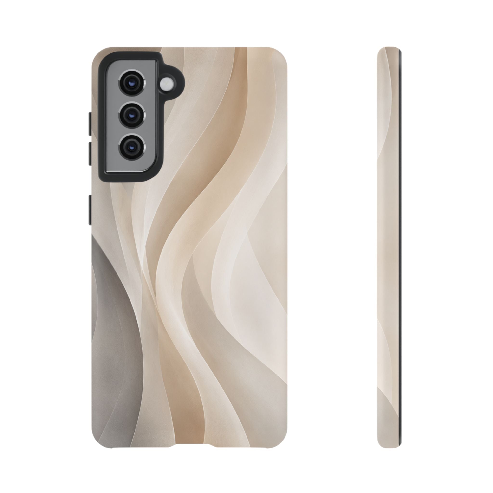 Abstract Beige Waves Phone Case — Protective Tough Case