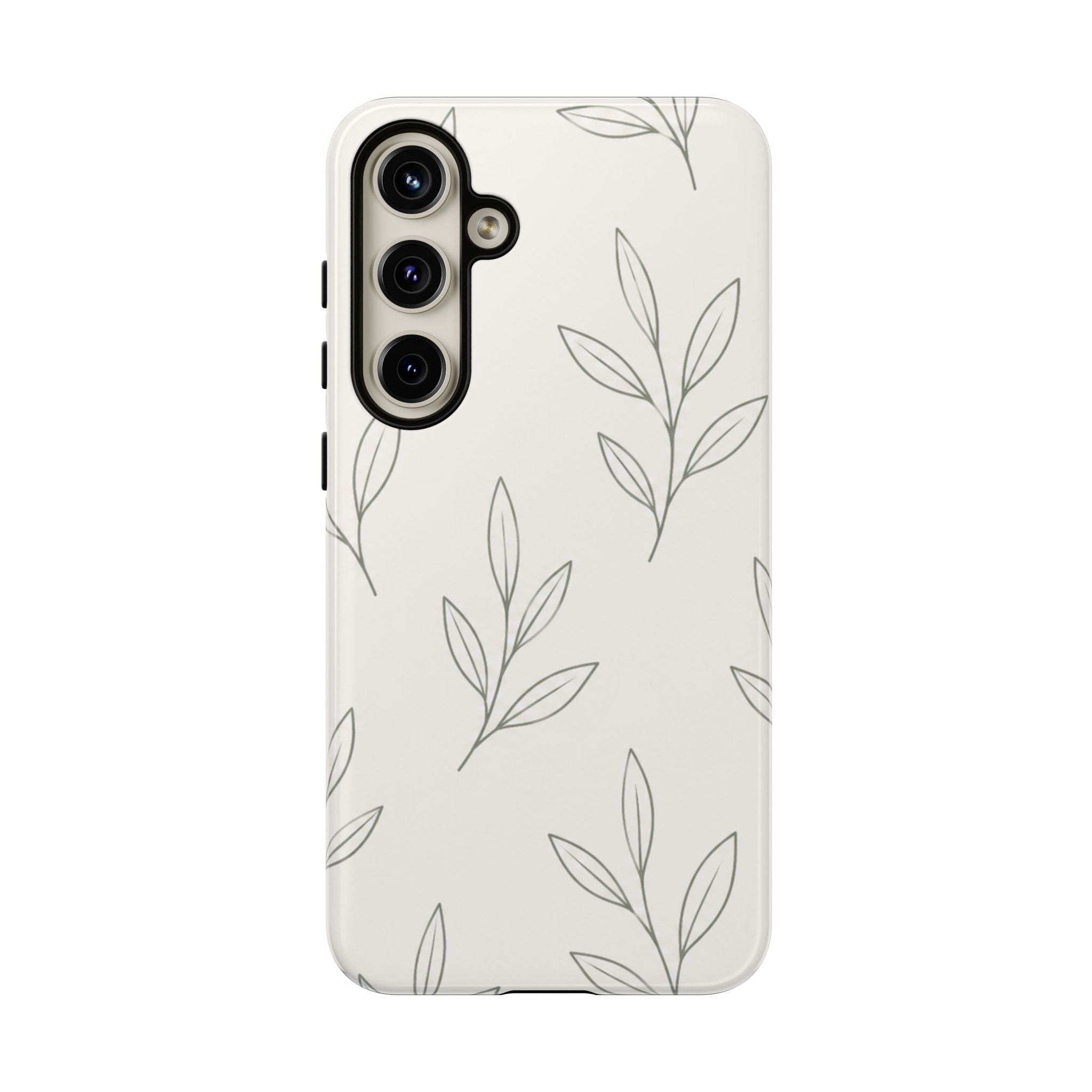Floral Leaf Tough Phone Case — Minimal Botanical Protective Phone Cover