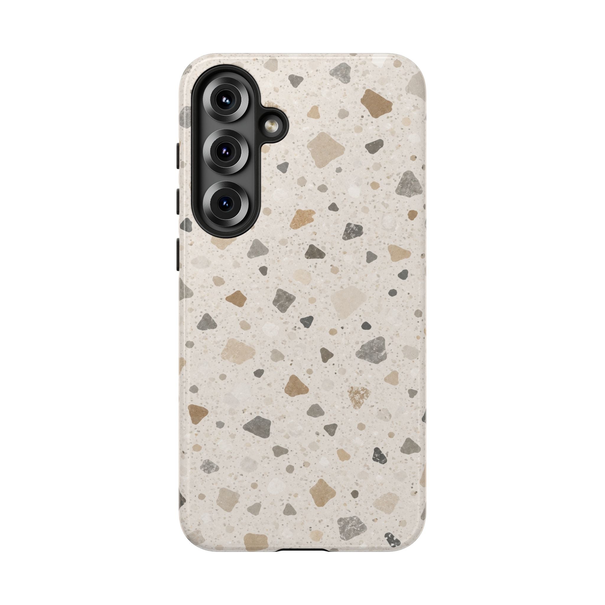 Terrazzo Pattern Tough Phone Case — Neutral Stone Speckle iPhone Cover