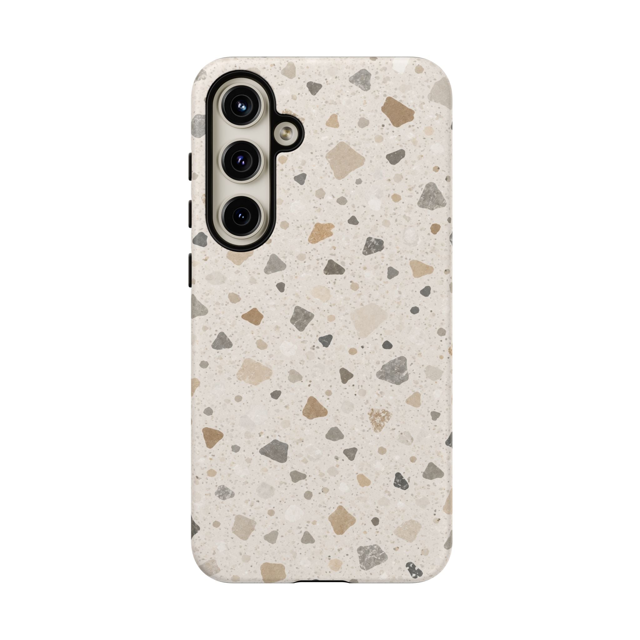 Terrazzo Pattern Tough Phone Case — Neutral Stone Speckle iPhone Cover