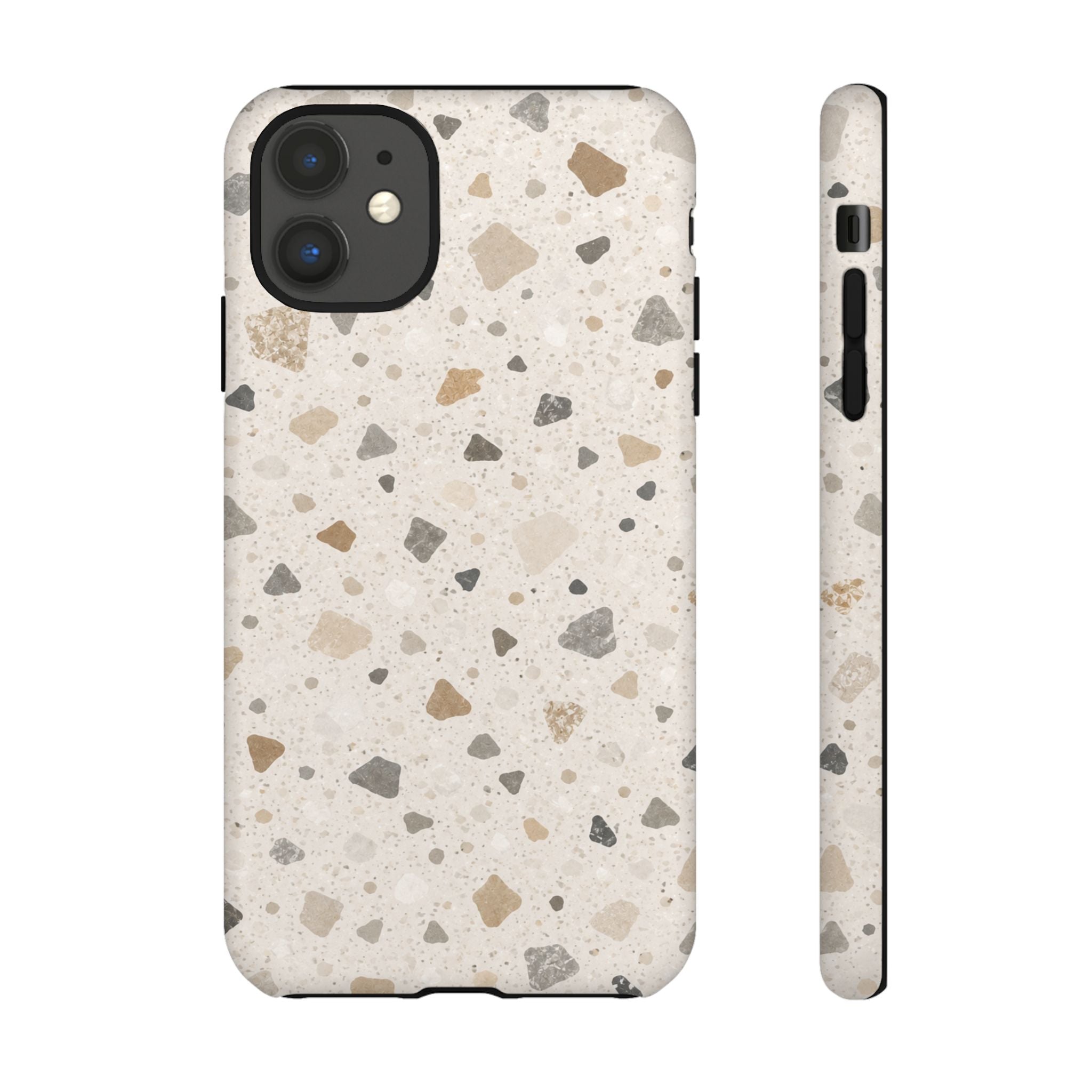 Terrazzo Pattern Tough Phone Case — Neutral Stone Speckle iPhone Cover