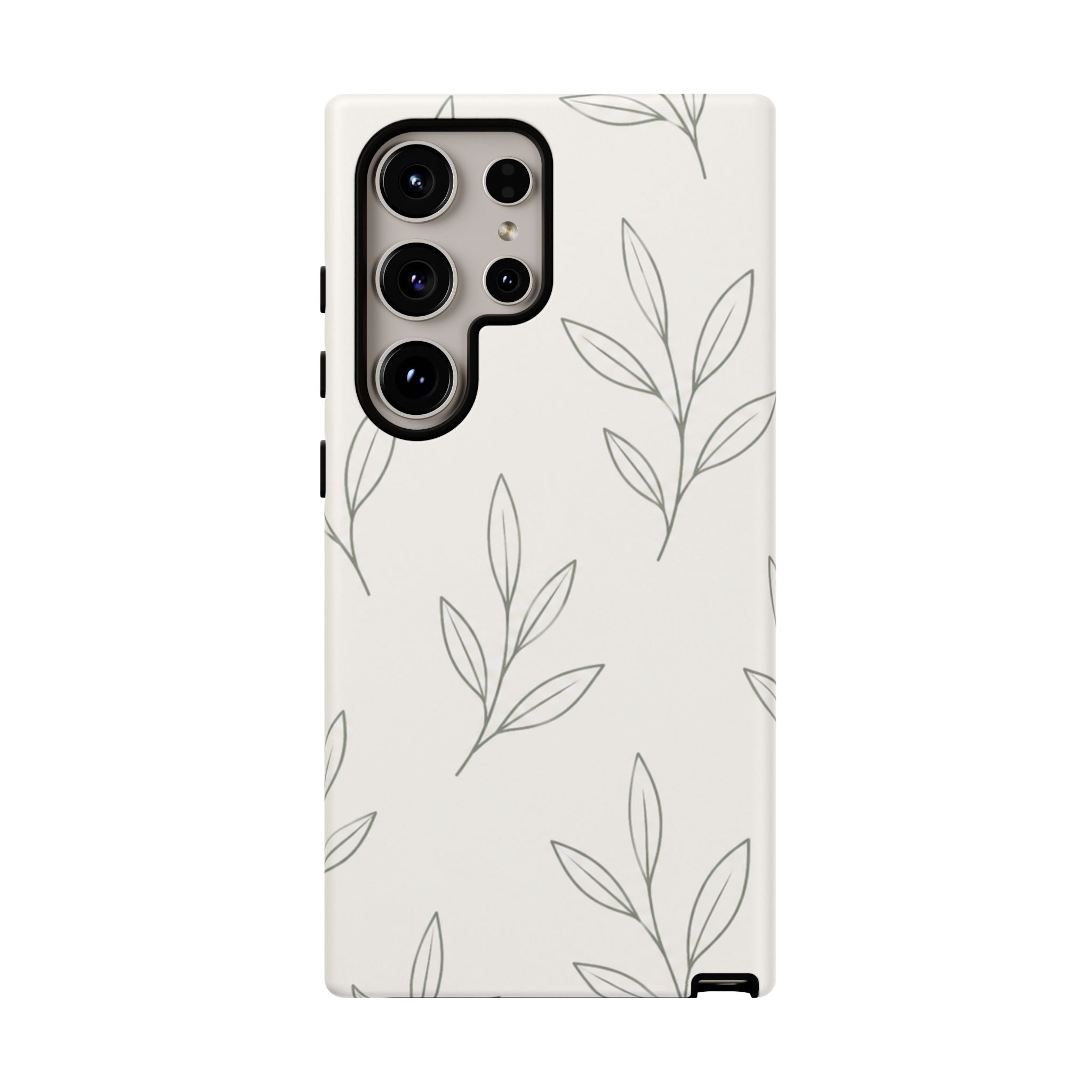 Floral Leaf Tough Phone Case — Minimal Botanical Protective Phone Cover