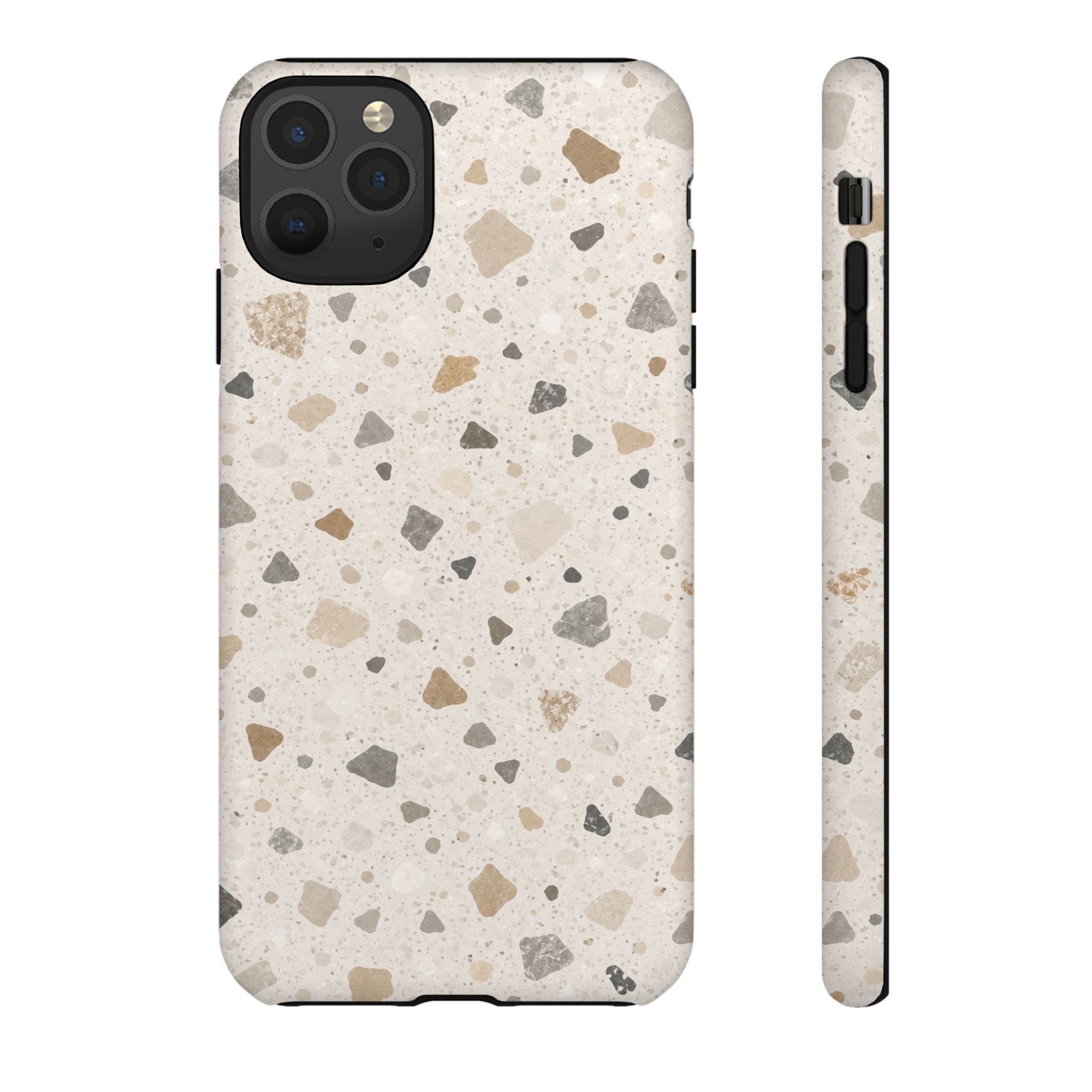 Terrazzo Pattern Tough Phone Case — Neutral Stone Speckle iPhone Cover