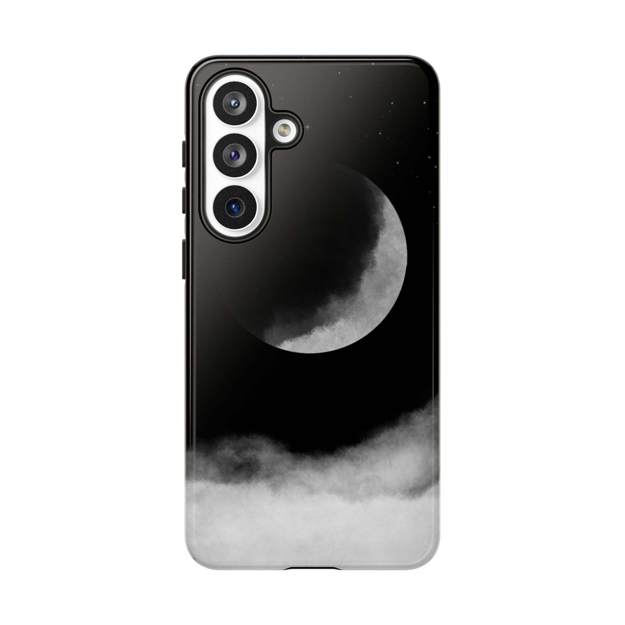 Moonlit Cloud Phone Case — Black Crescent Night Sky iPhone Cover