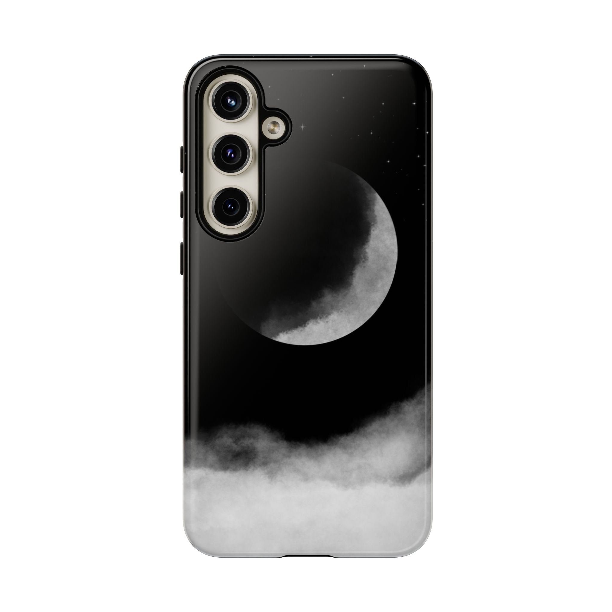 Moonlit Cloud Phone Case — Black Crescent Night Sky iPhone Cover