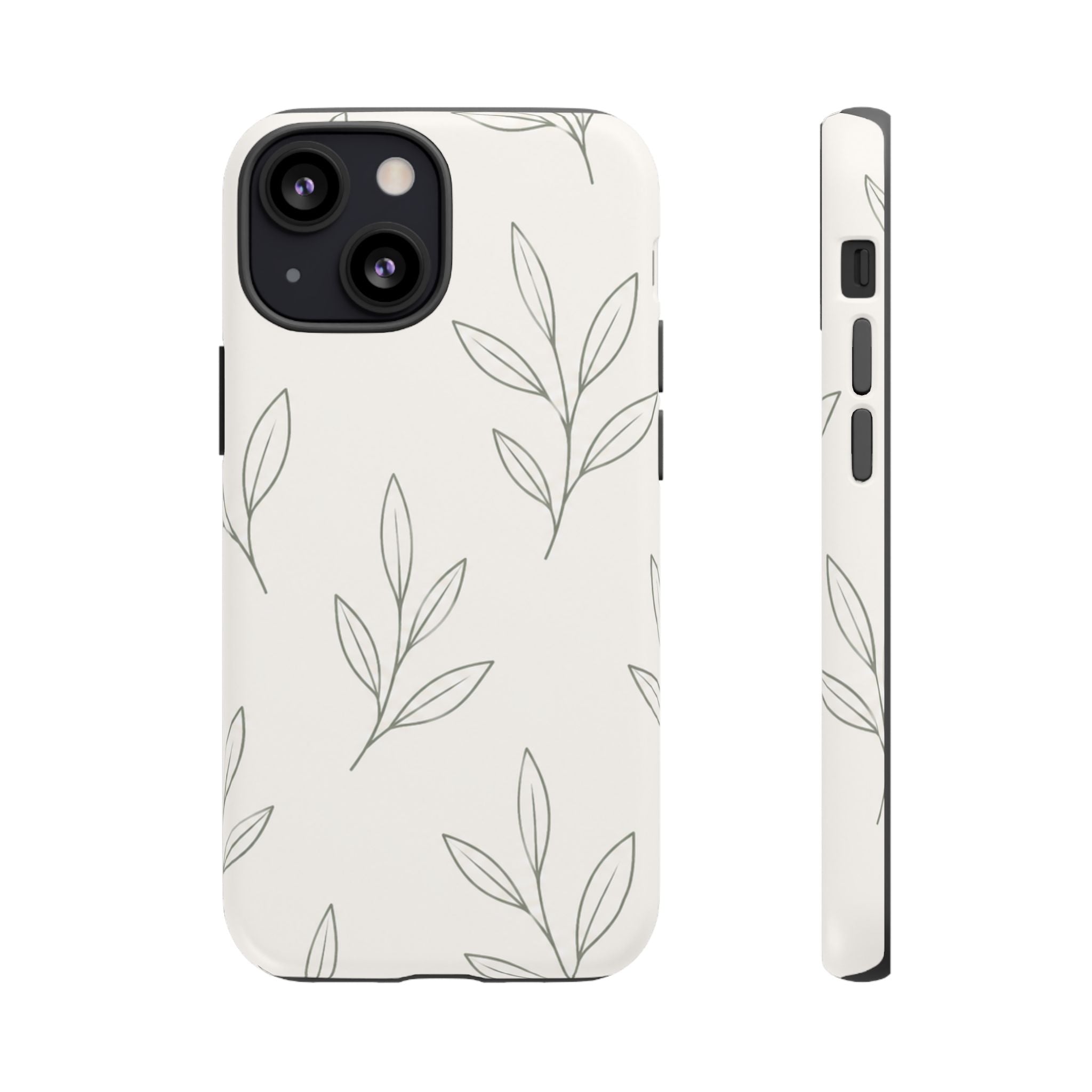 Floral Leaf Tough Phone Case — Minimal Botanical Protective Phone Cover
