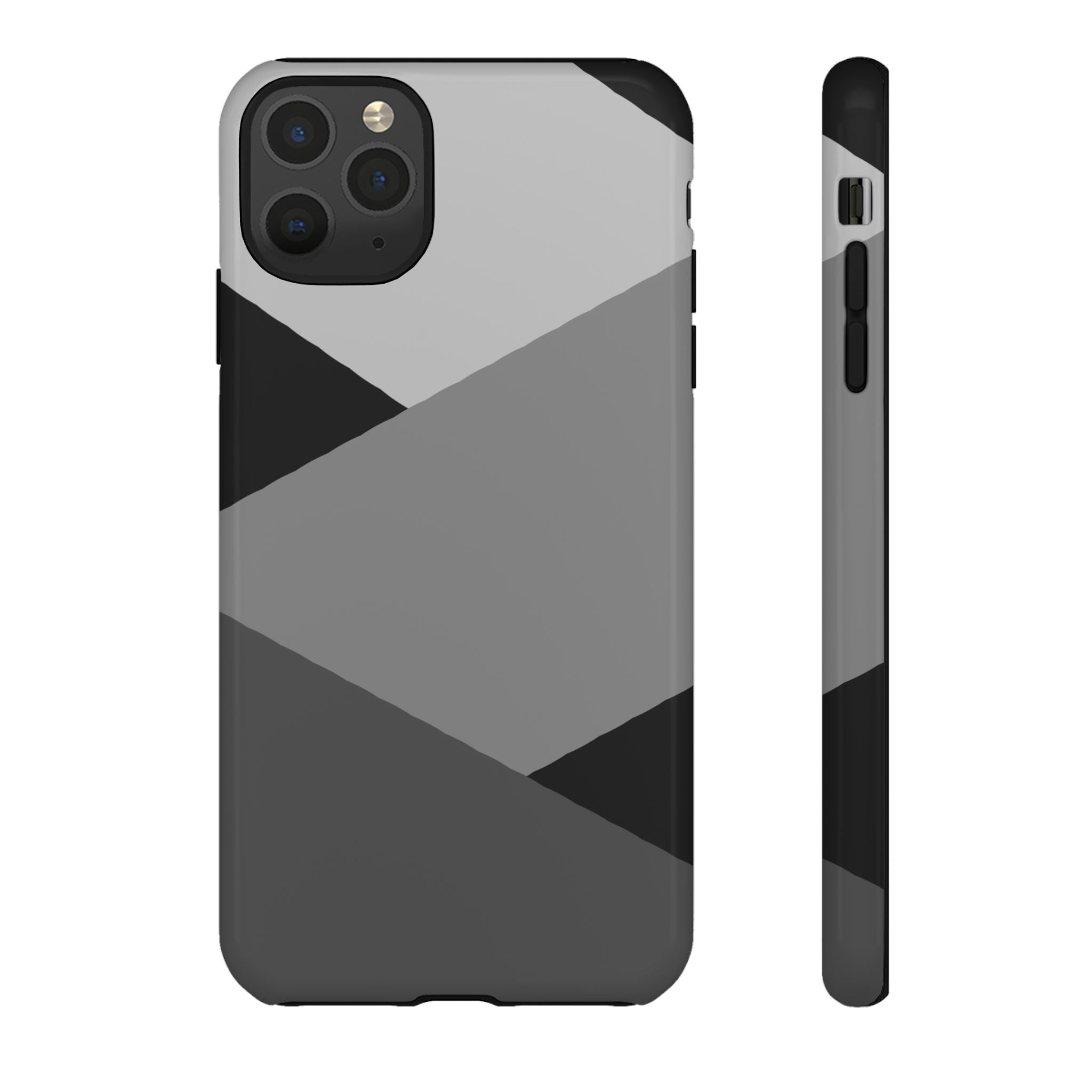 Geometric Gray Tough Phone Case — Protective iPhone Cover with Modern Minimalist Design