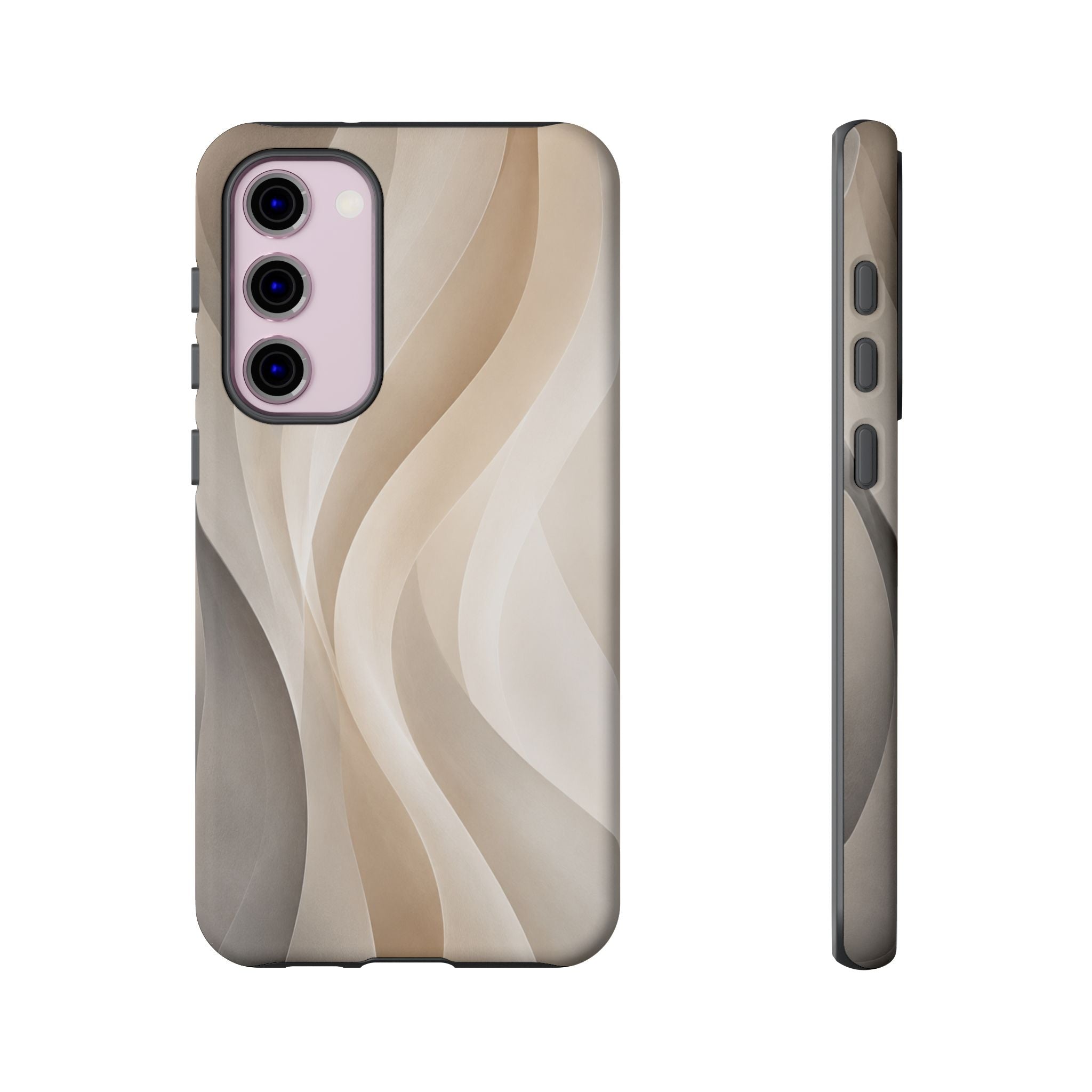Abstract Beige Waves Phone Case — Protective Tough Case