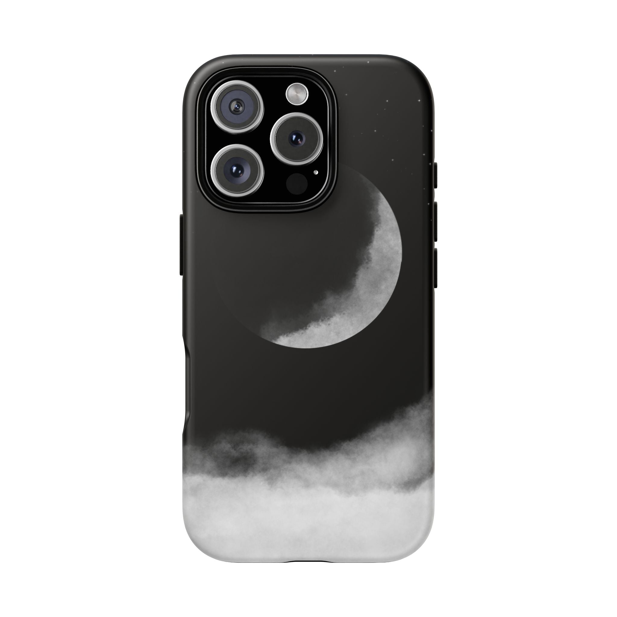 Moonlit Cloud Phone Case — Black Crescent Night Sky iPhone Cover