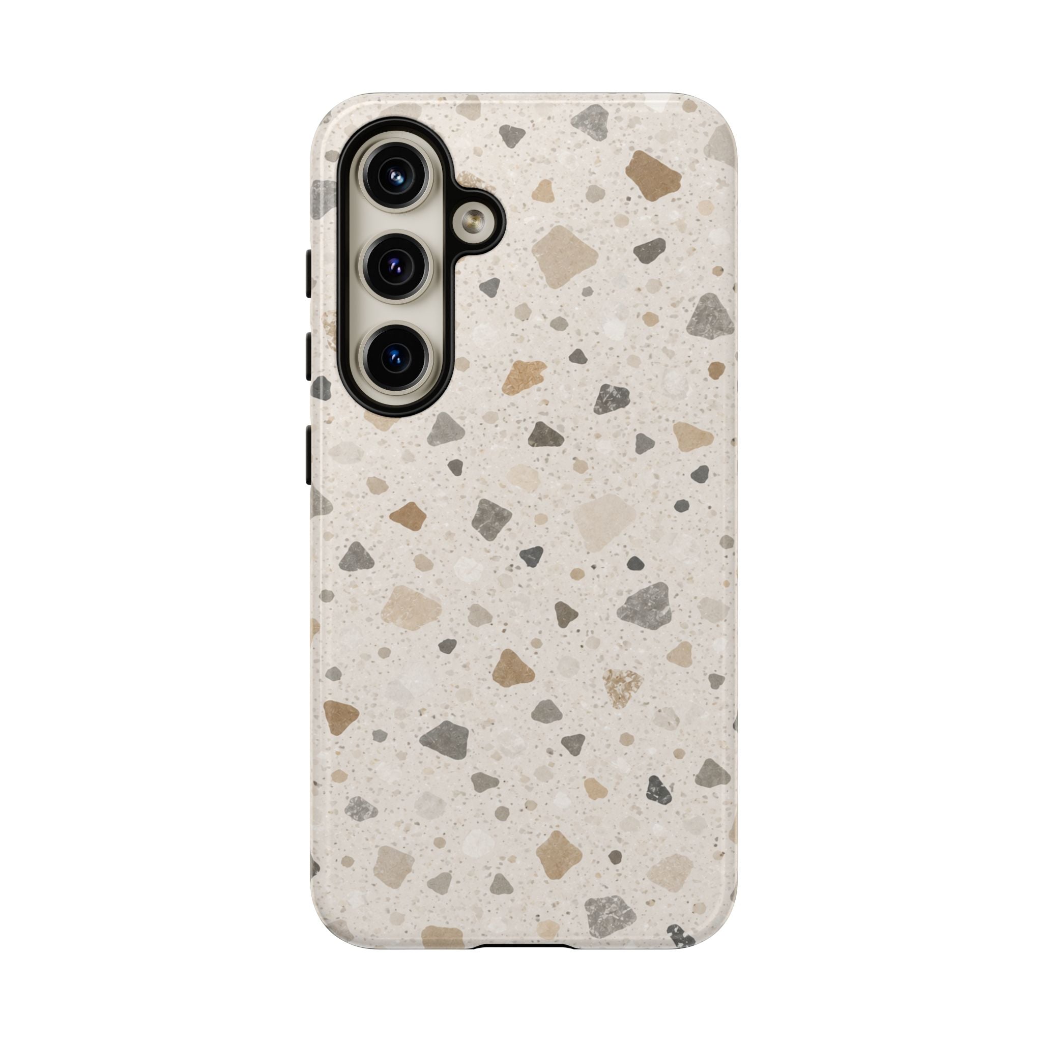 Terrazzo Pattern Tough Phone Case — Neutral Stone Speckle iPhone Cover