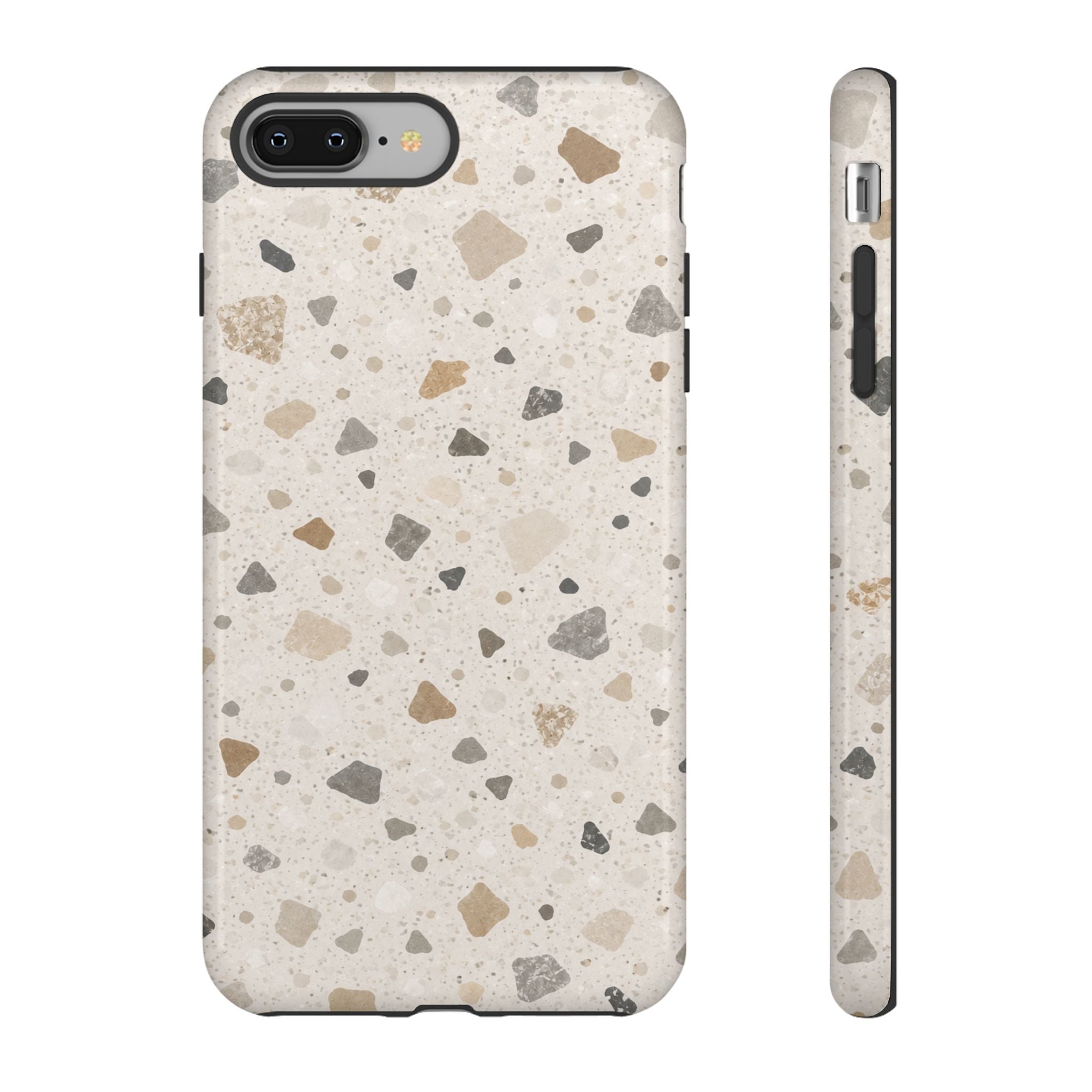 Terrazzo Pattern Tough Phone Case — Neutral Stone Speckle iPhone Cover