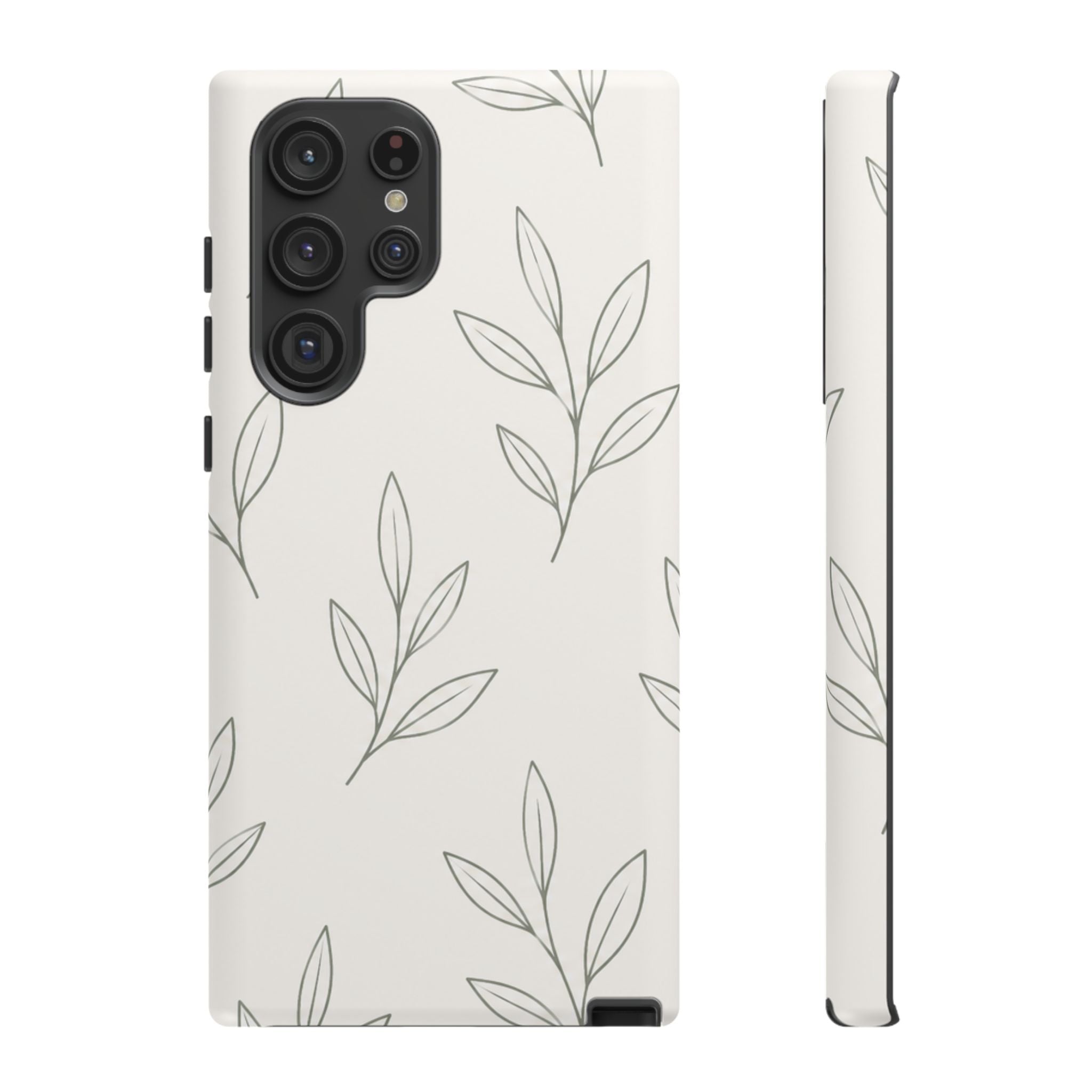 Floral Leaf Tough Phone Case — Minimal Botanical Protective Phone Cover