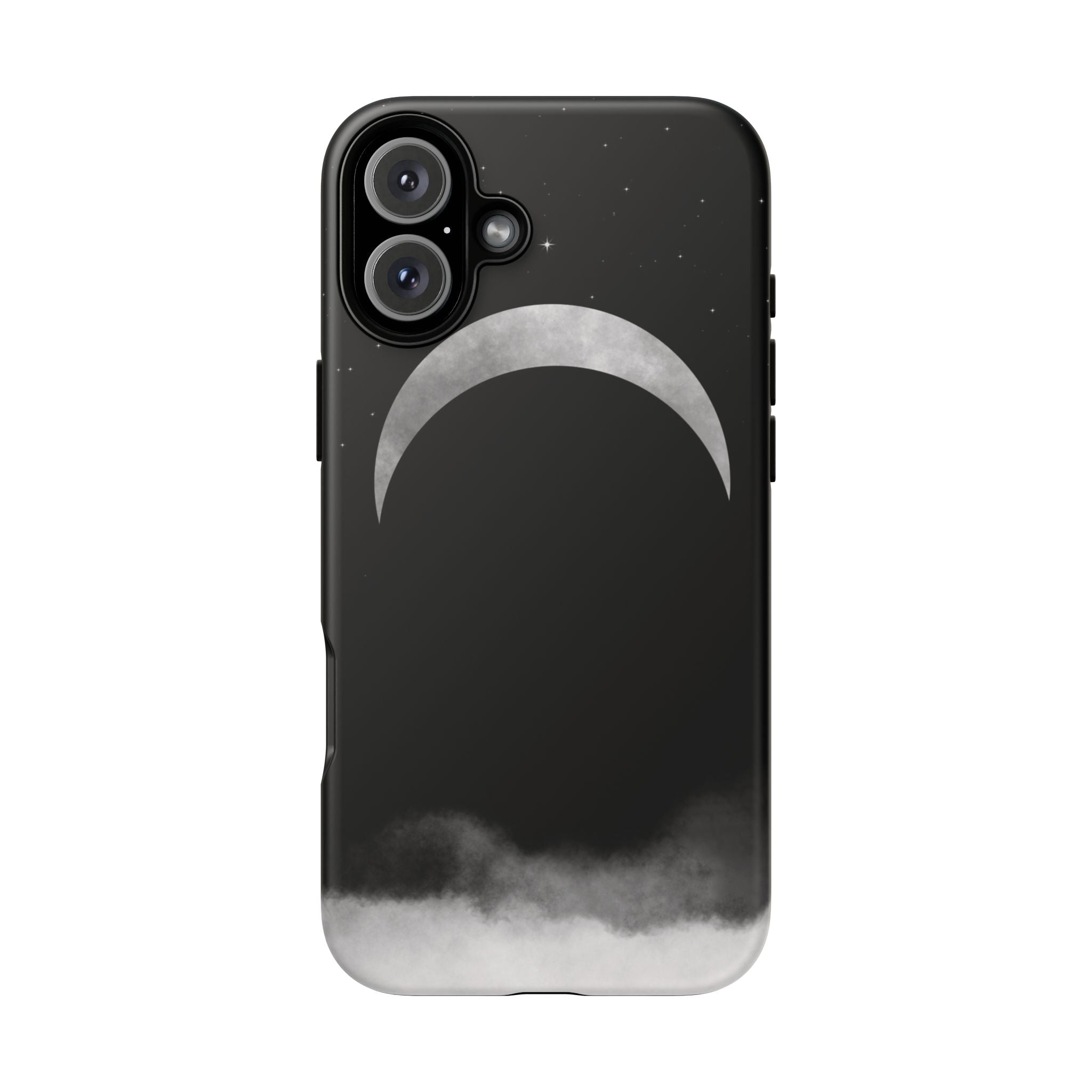 Lunar Crescent Tough Phone Case — Black Moon & Fog Protective Cover