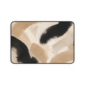 Neutral Abstract Brushstroke Desk Mat — Beige & Black Office Desk Pad