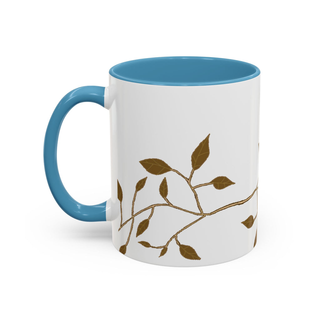 Botanical Accent Coffee Mug — Gold Leaf Branch Design (11/15oz)