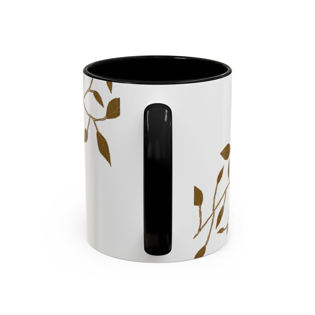 Botanical Accent Coffee Mug — Gold Leaf Branch Design (11/15oz)