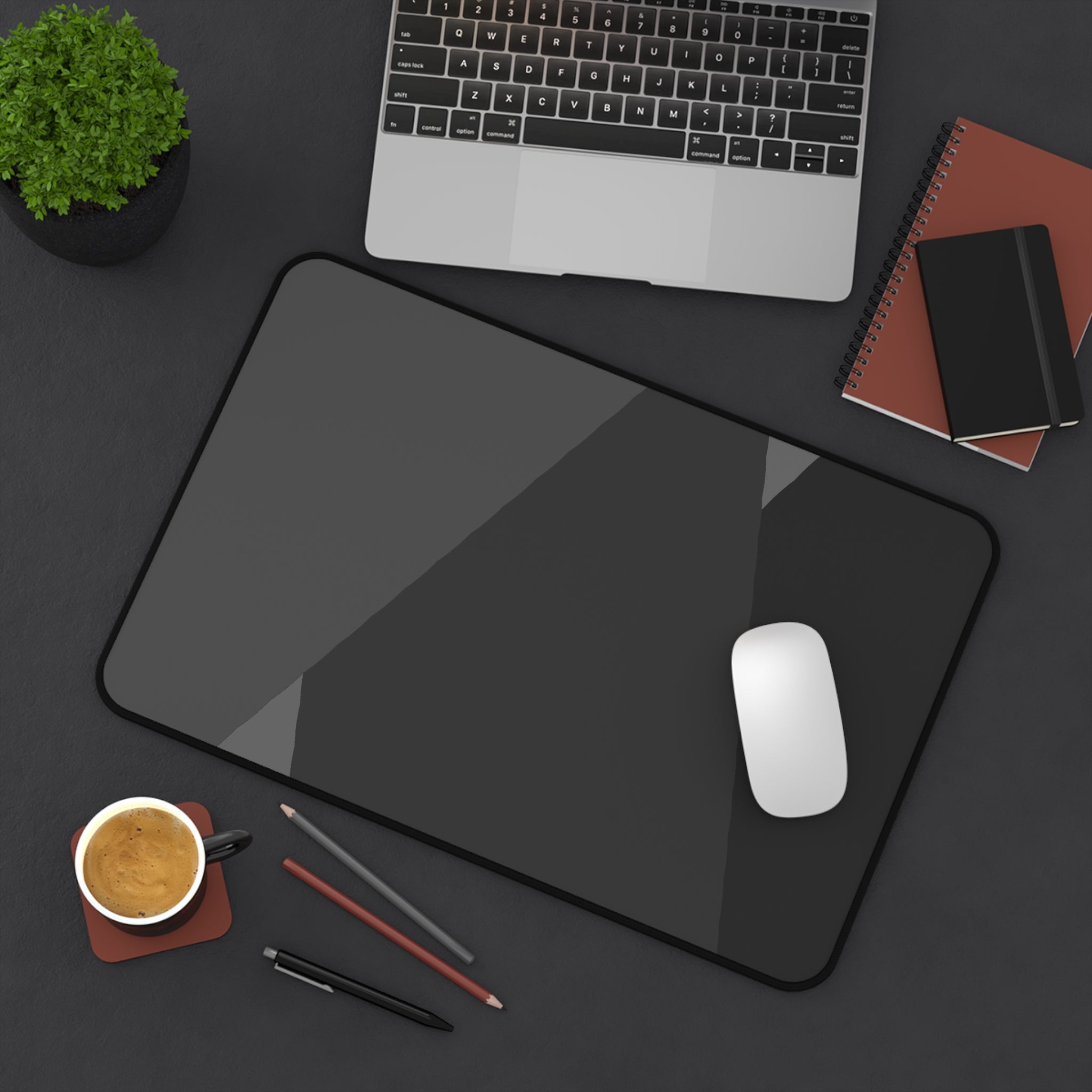 Minimal Black Geometric Desk Mat | Modern Office Mousepad